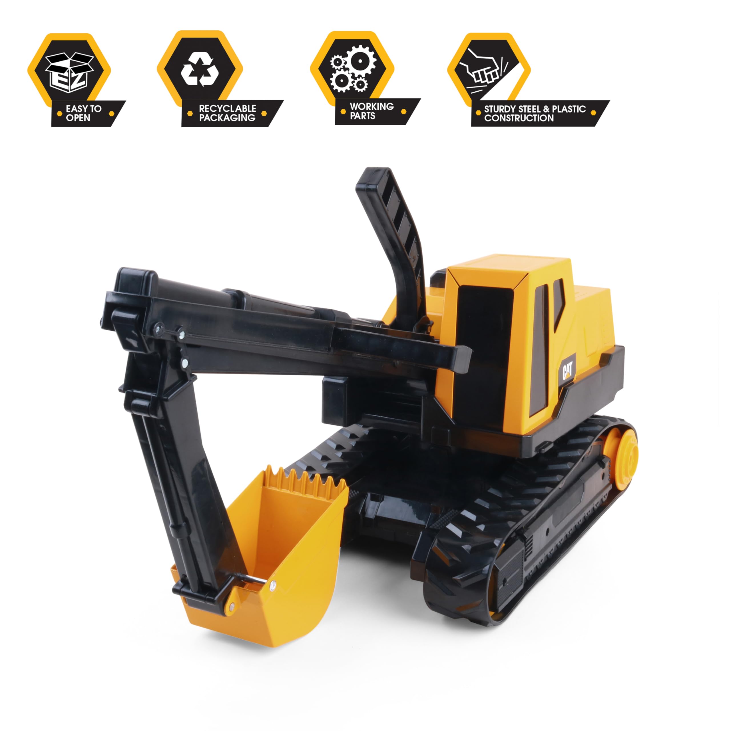 CAT Construction Toys - Heavy-Duty Steel Excavator Toy with Ergonomic Handles for Kids 3+ Years | Durable Digging & Hauling Toy for Sandbox, Construction Play & Outdoor Activities