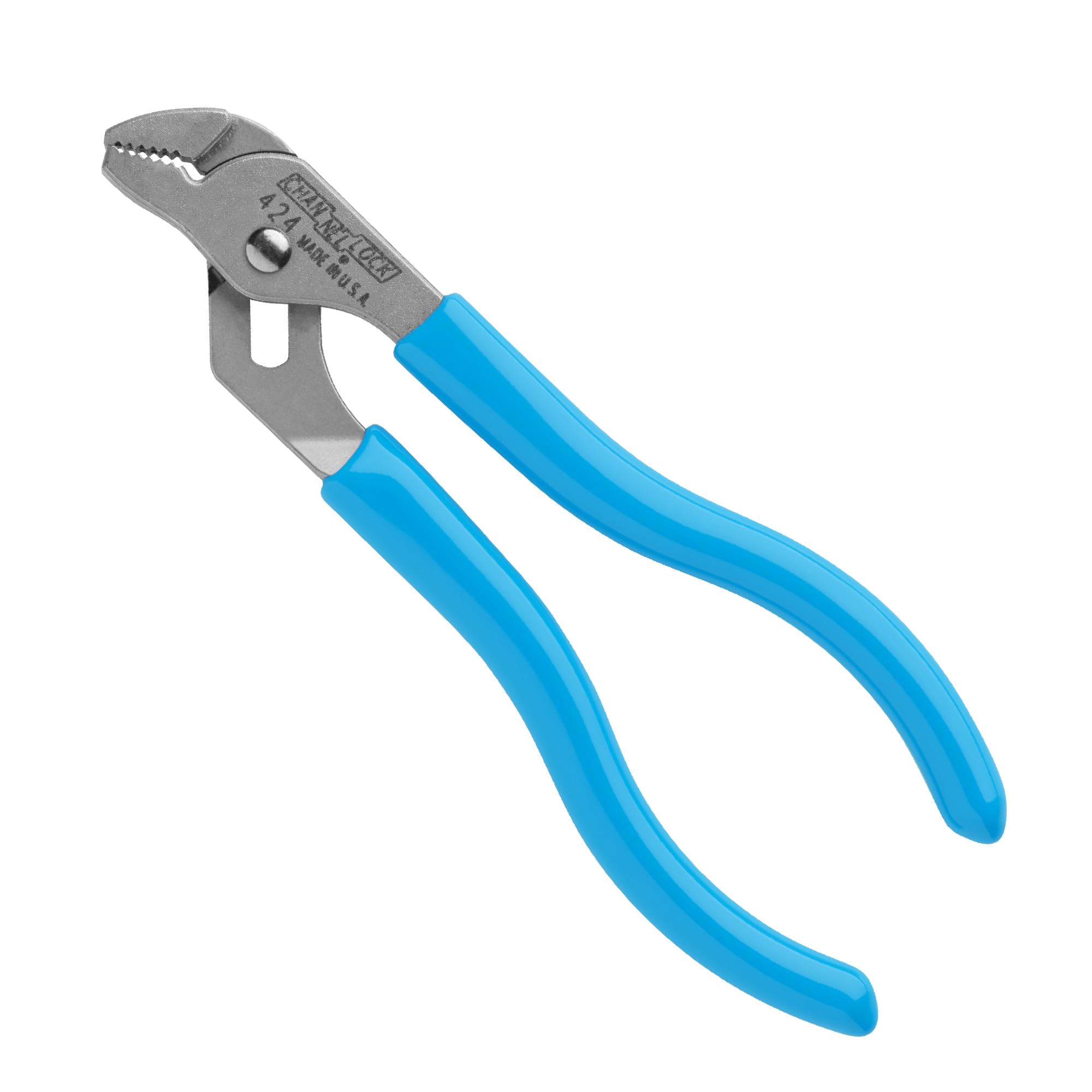 CHANNELLOCK 424 4.5-Inch Straight Jaw Tongue & Groove Pliers - 1/2-Inch Jaw Capacity, 3 Adjustments, 90° Teeth Grip (Both Directions) - Made in USA, Polished Steel - Perfect for Plumbing, Electrical Work & DIY Home Repairs