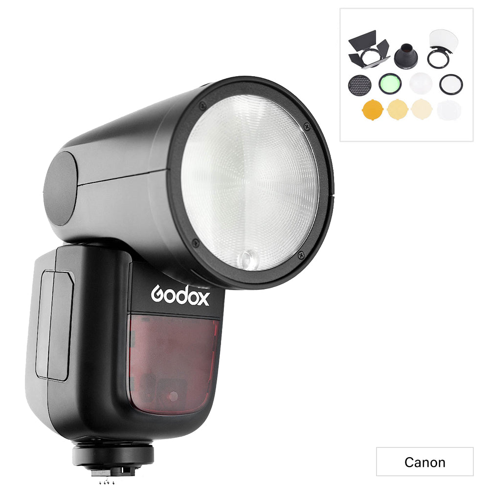 Canon V1 Round Head Speedlite Flash with Accessory Kit - Professional DSLR Camera Lighting for Portraits, Events & Studio Photography