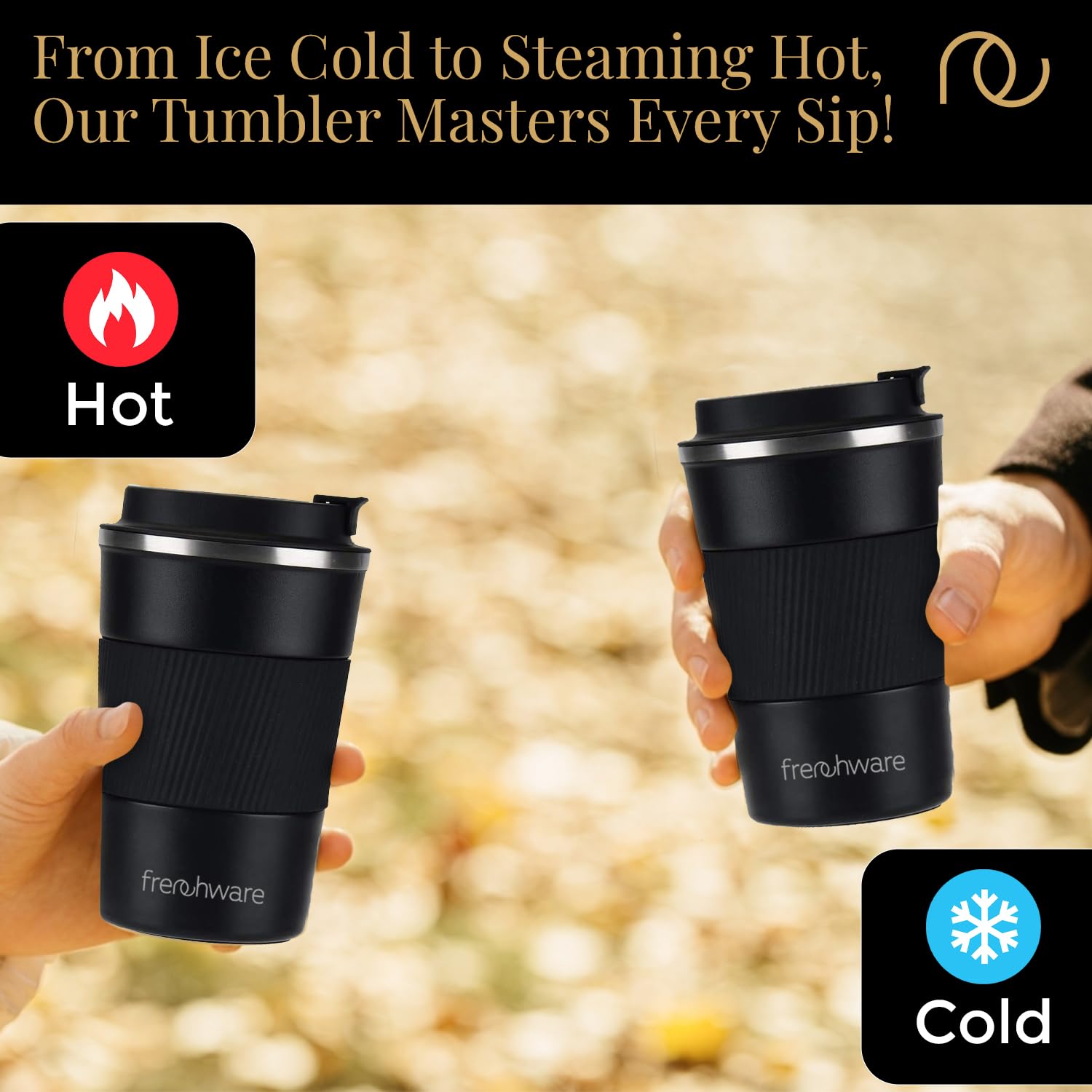 Premium Frenchware Coffee Mug - 510ml Insulated Travel Tumbler with Leakproof Lid | Double Wall Vacuum Stainless Steel Thermos for Hot Tea & Coffee | Perfect for Office, Commuting & Outdoor Adventures (Black)