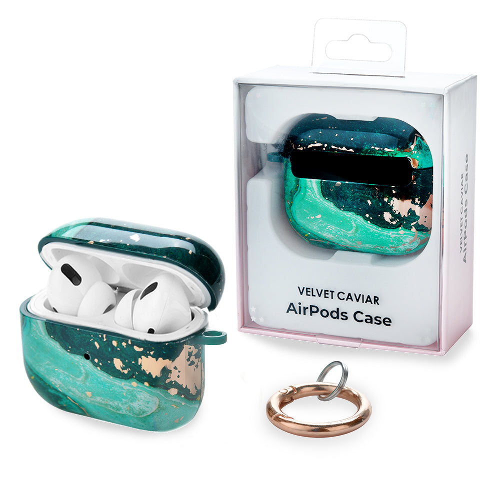 Premium Emerald Marble AirPods Case - Shockproof Protective Cover for AirPods 1/2/3 & Pro - Stylish Marble Design for Women & Men - Perfect for Travel, Work & Gym