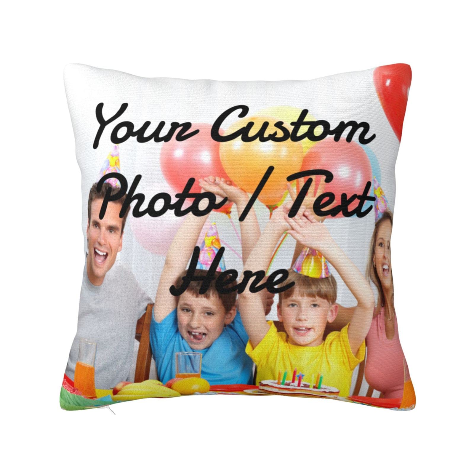 Custom Photo Pillow Cover 20x20 - Personalized Throw Pillow Case with Text & Image Printing - Unique Birthday, Christmas, Halloween & Wedding Gift Ideas - Perfect for Home Decor, Sofa, Bedroom & Special Occasions
