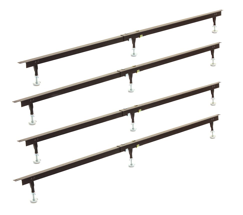 Heavy Duty Low Profile Center Supports for Headboard & Footboard with Wooden Rails - Adjustable Glide 12 Legs for California King Bed | Sturdy Bed Frame Reinforcement for Enhanced Stability & Support