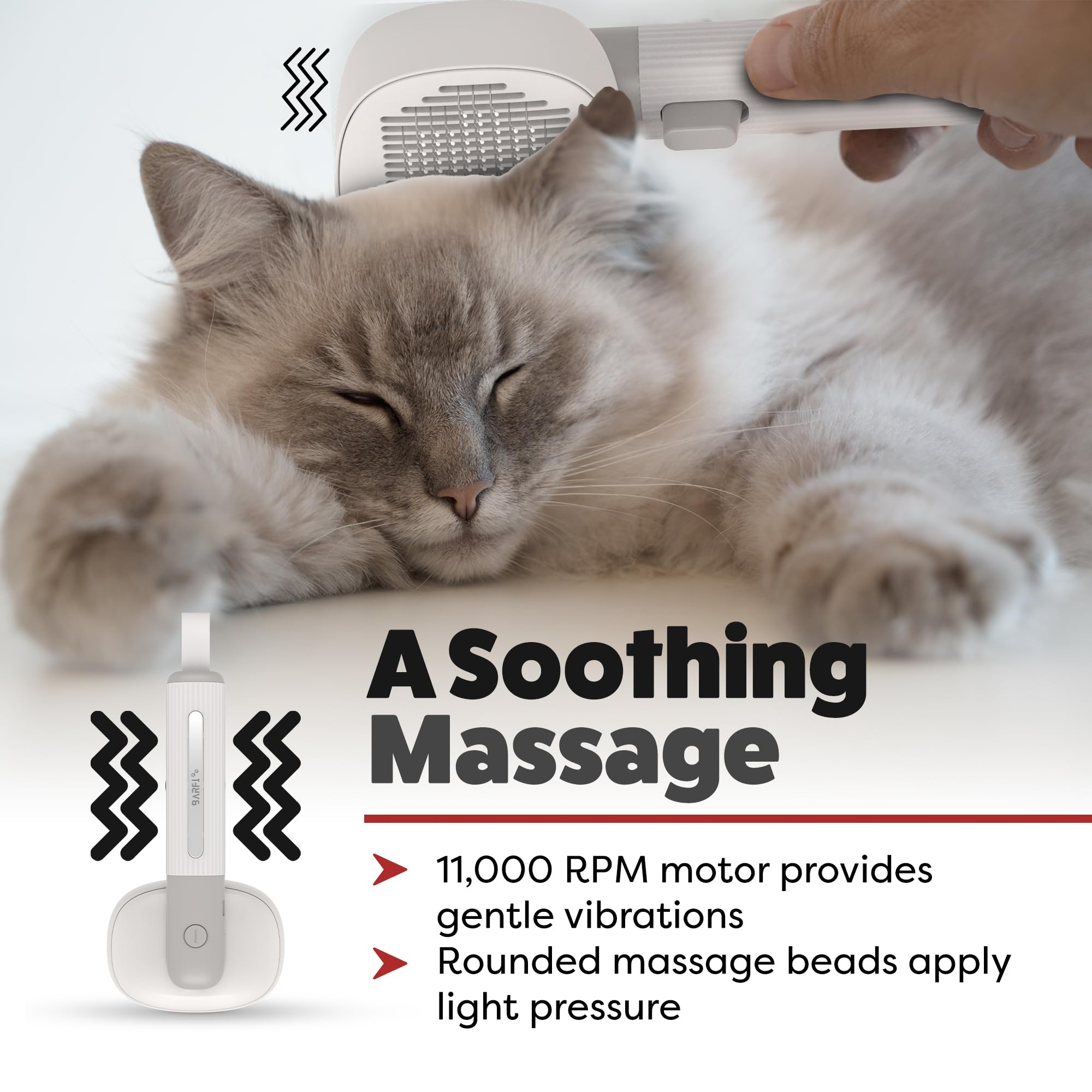 Self-Cleaning Pet Brush - BARFI Shedding Tool with Massager for Cats & Dogs - Home Grooming Essential