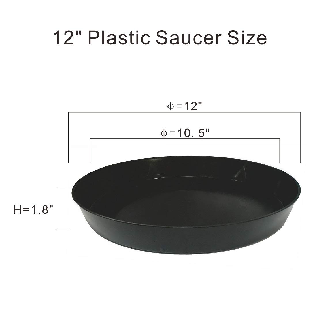 Heavy Duty 12-Inch Round Plastic Plant Saucers - Drip Trays for Indoor & Outdoor Potted Plants (6-Pack) | Perfect for Garden, Patio, Balcony & Home Decor