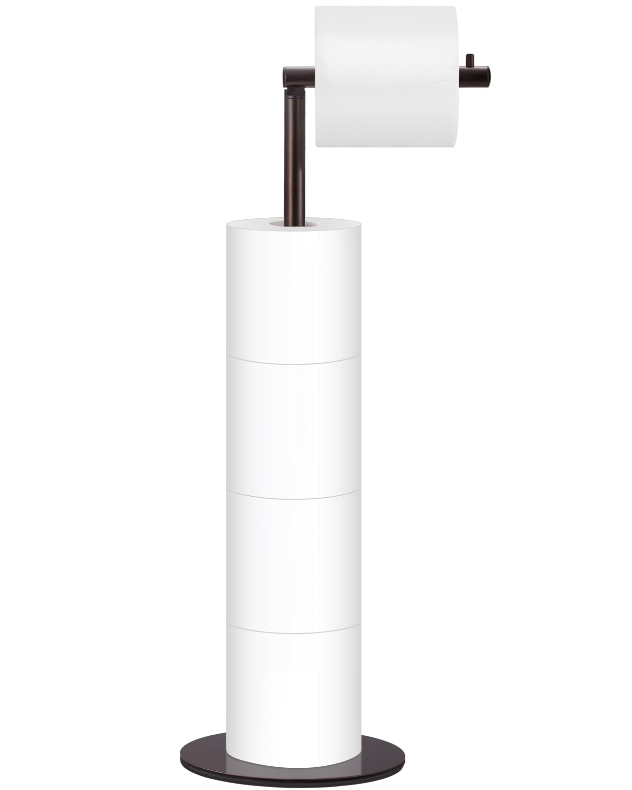 Free Standing Toilet Paper Holder Stand with 4-Roll Reserve - Modern Bathroom Tissue Roll Dispenser in Oil Rubbed Bronze by Housen Solutions - Perfect for Home, Office, and RV Bathroom Organization