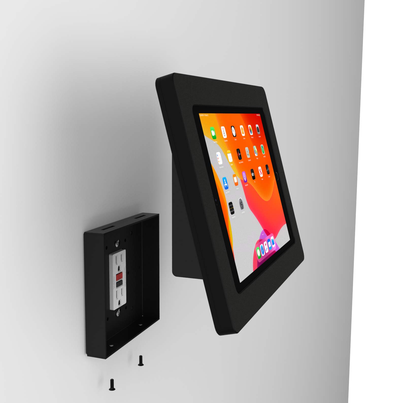 VidaMount Black Exposed Rear Camera Enclosure & 15° Fixed Tilt Wall Mount Bundle - Compatible with iPad 10.2