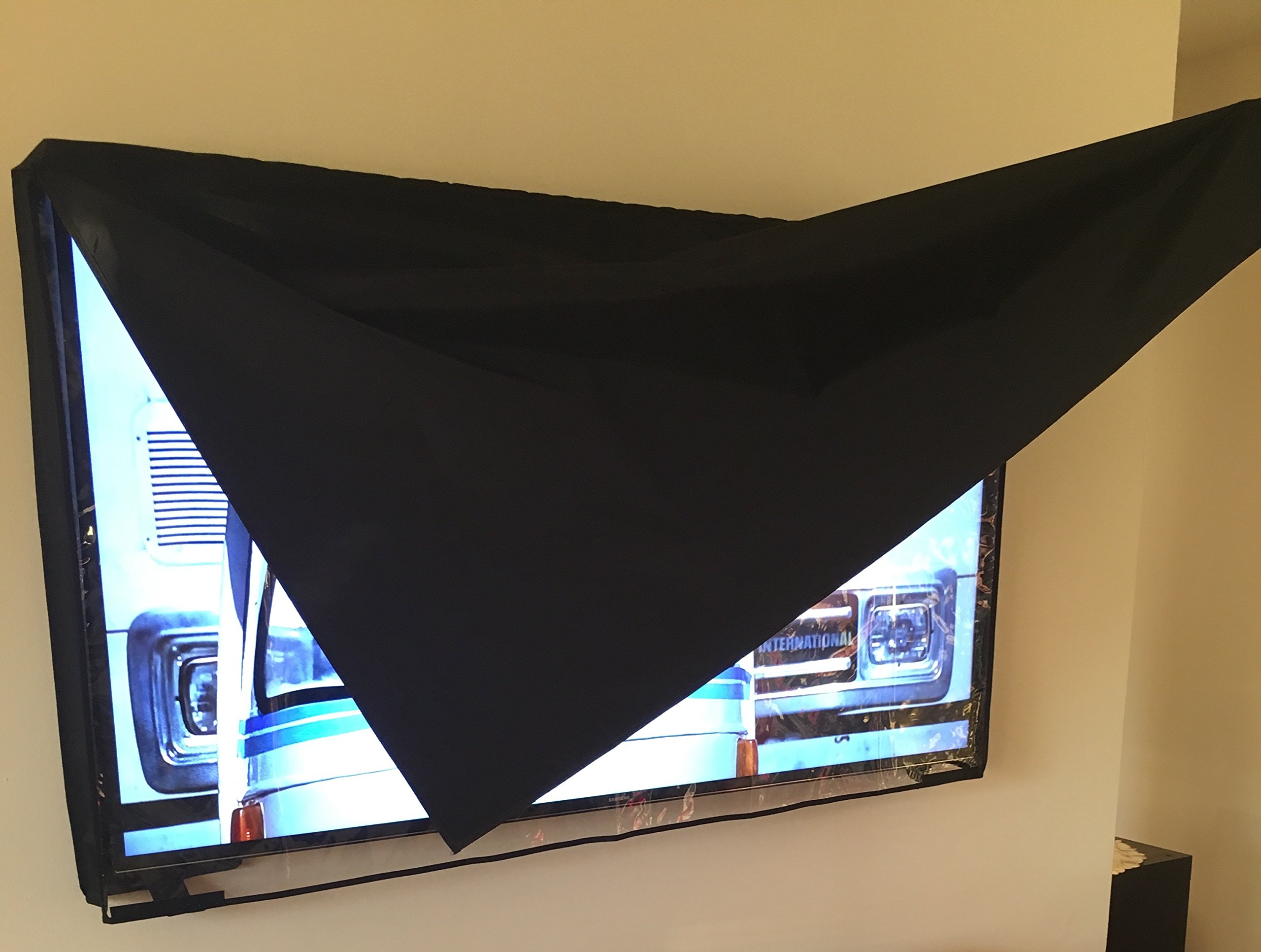 Comp Bind Technology 60'' Outdoor Waterproof TV Cover - Clear Transparent Water Resistant Black Protector for LCD & Plasma TVs, 55''W x 4''H x 34''H - Perfect for Patio, Deck, and Backyard Use