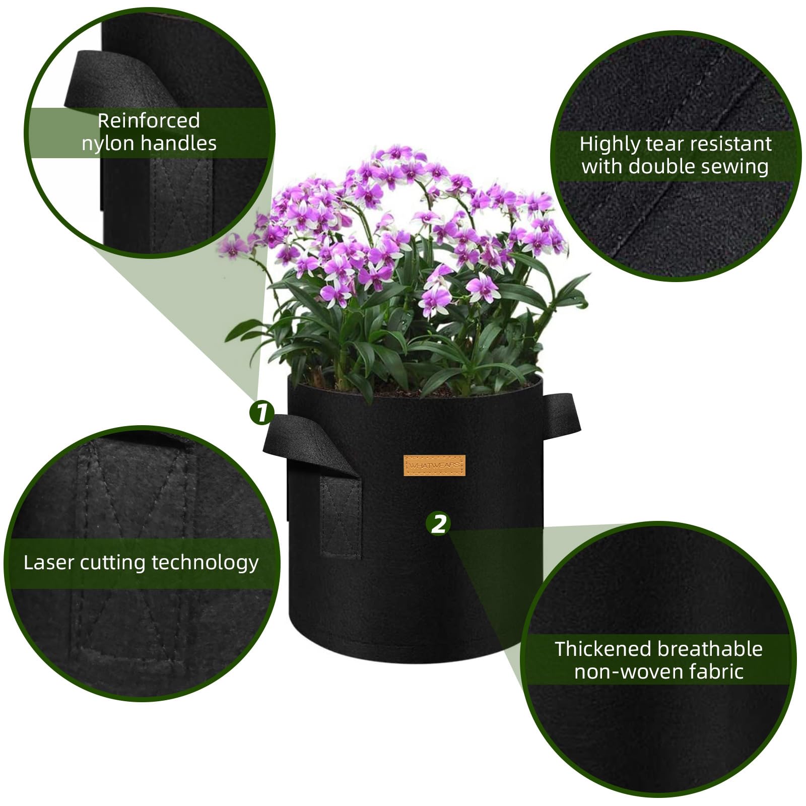 12-Pack 5 Gallon Thickened Nonwoven Fabric Plant Grow Bags with Handles - Durable Garden Planter Pots for Vegetables, Flowers, Fruits & Outdoor Plants (Black) - Perfect for Raised Bed Gardening, Container Planting & Urban Farming