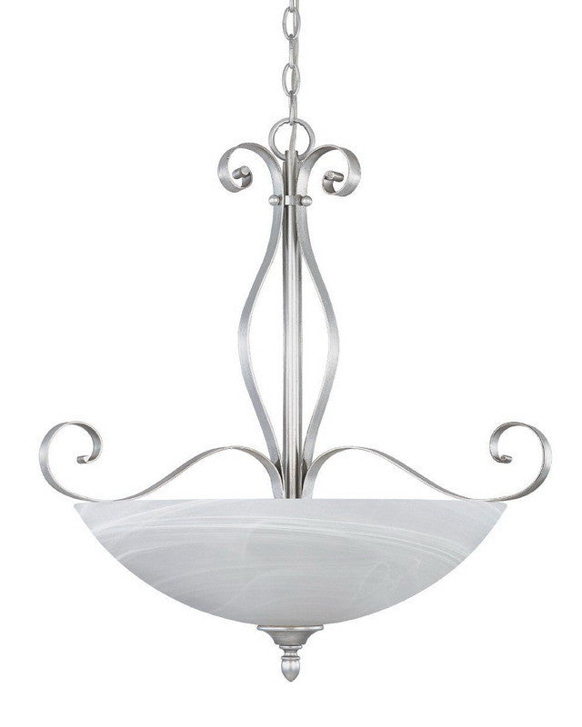 Designer Matte Pewter 3-Light Hanging Pendant Chandelier - Modern Dining Room Lighting Fixture for Kitchen Island, Foyer & Bedroom Decor