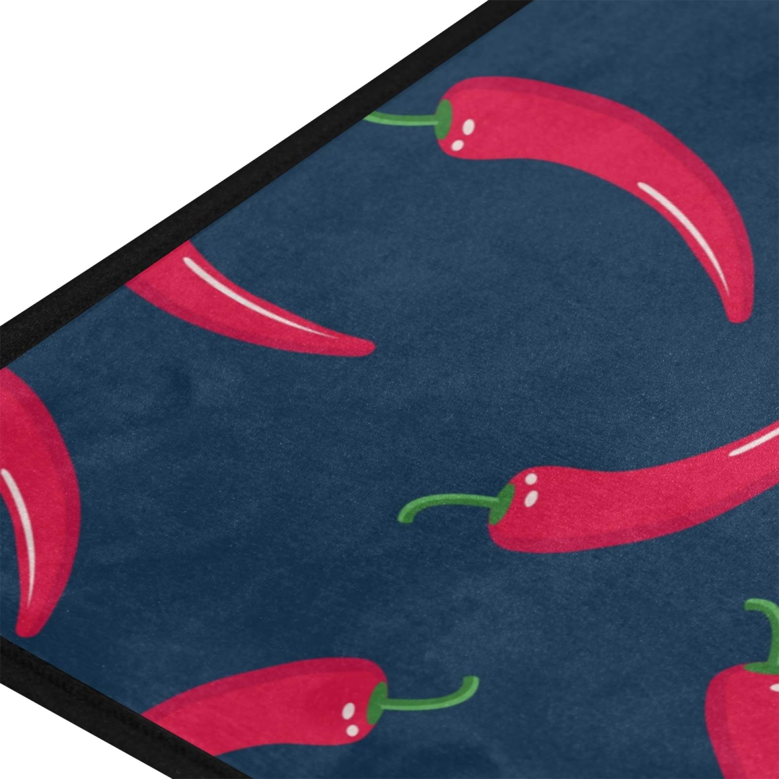 Susiyo Anti-Fatigue Kitchen Mat - Non-Slip, Oil-Resistant Red Hot Chili Design Floor Rug - Easy to Clean Comfort Mat for Kitchen, Bathroom, Indoor & Outdoor Use - Perfect for Cooking Areas, Entryways and High-Traffic Spaces