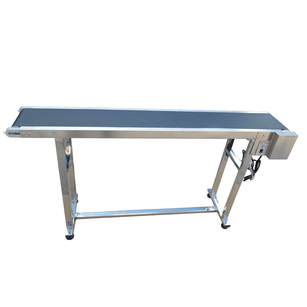 INTBUYING 110V PVC Belt Conveyor Machine - 59 Inch Length, 7.8 Inch Width - Packaging, Assembly Line, Warehouse Transport - No Guardrail Design for Easy Loading