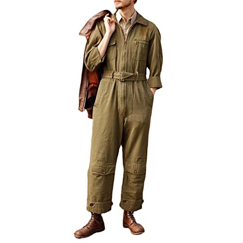 Military Coveralls for Men - Army Green Jumpsuit Overalls, Durable Work Uniform for Tactical & Outdoor Use