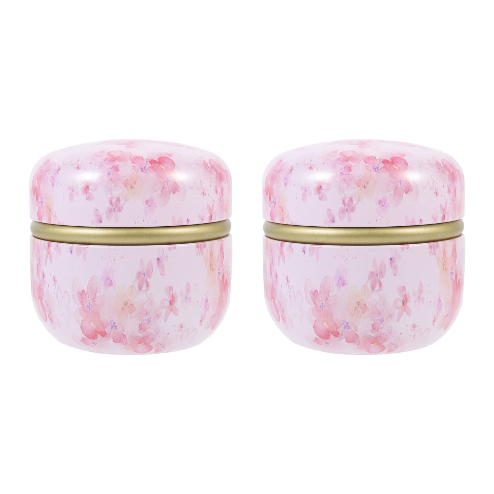 Vintage Round Tea Storage Containers - 2 Pack Tinplate Tea Tins for Loose Leaf Tea, Coffee, Candy, Chocolate & Sugar | Portable Retro Design in Pink | Perfect for Kitchen, Pantry, Office & Gift Giving