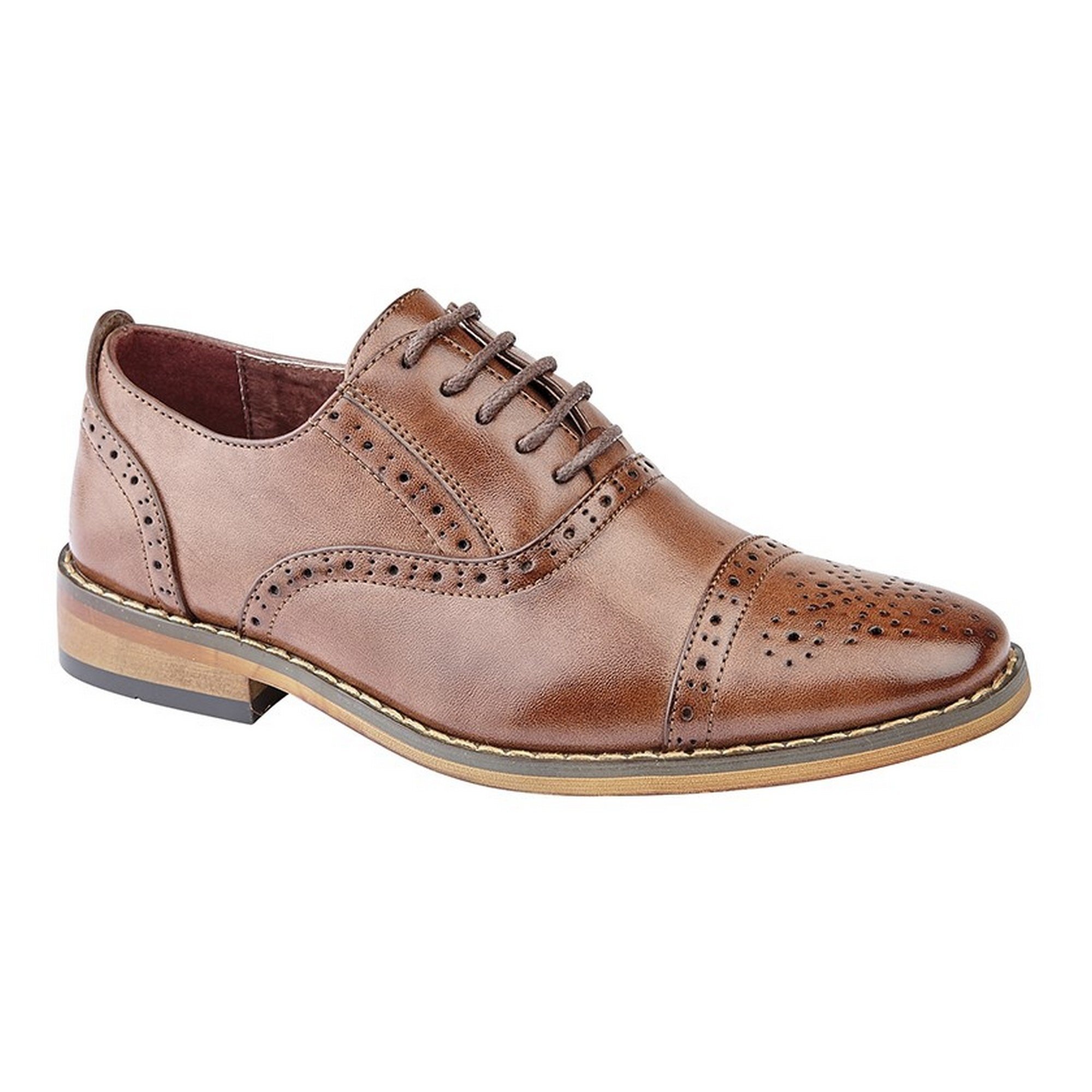 Goor Boys' Capped Lace Oxford Brogue Shoes - Classic Leather School Dress Shoes for Kids, Formal Occasions & First Communion