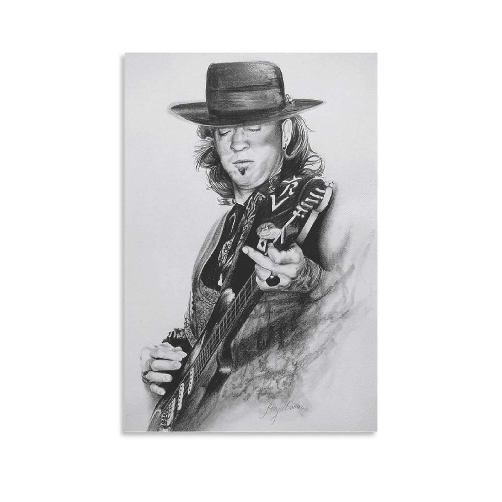 Stevie Ray Vaughan Guitarist Canvas Wall Art - 24x16 Inch (60x40cm) Vintage Music Poster, Decorative Painting for Living Room, Bedroom & Office - Perfect for Music Lovers & Home Decor