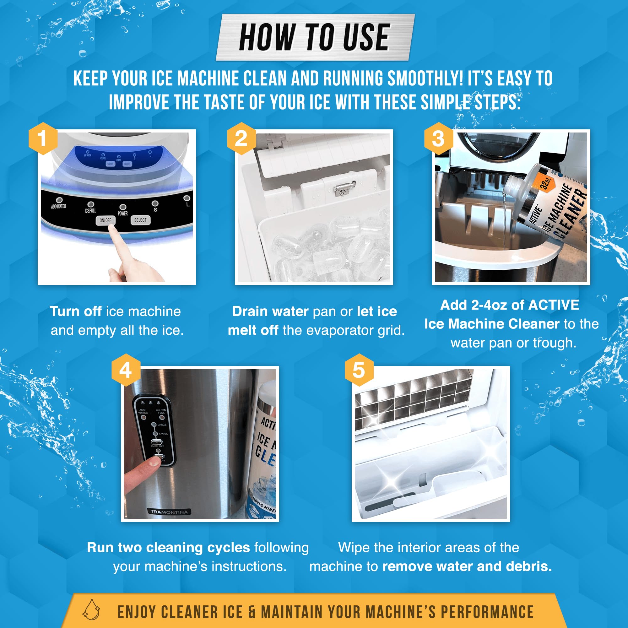 **32 fl oz Ice Machine Cleaner & Descaler - Nickel Safe Solution (8 Uses) | Compatible with Whirlpool 4396808, Scotsman, Manitowoc, Hoshizaki, GE Opal | Made in USA | Perfect for Commercial & Home Ice Makers**