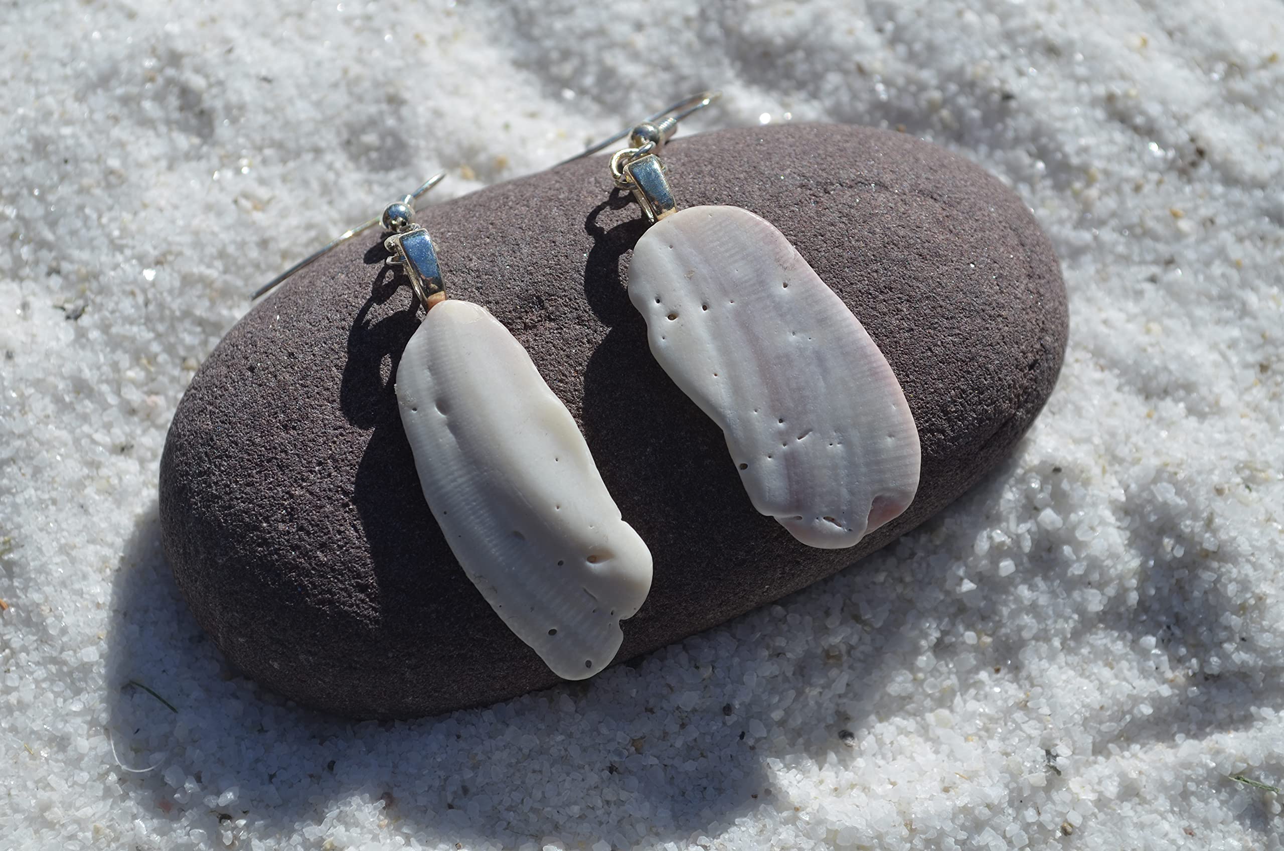 Handmade Wampum Sea Shell & Sterling Silver Dangling Earrings | Boho Beach Jewelry for Women | Perfect for Summer Vacations, Weddings & Beach Parties