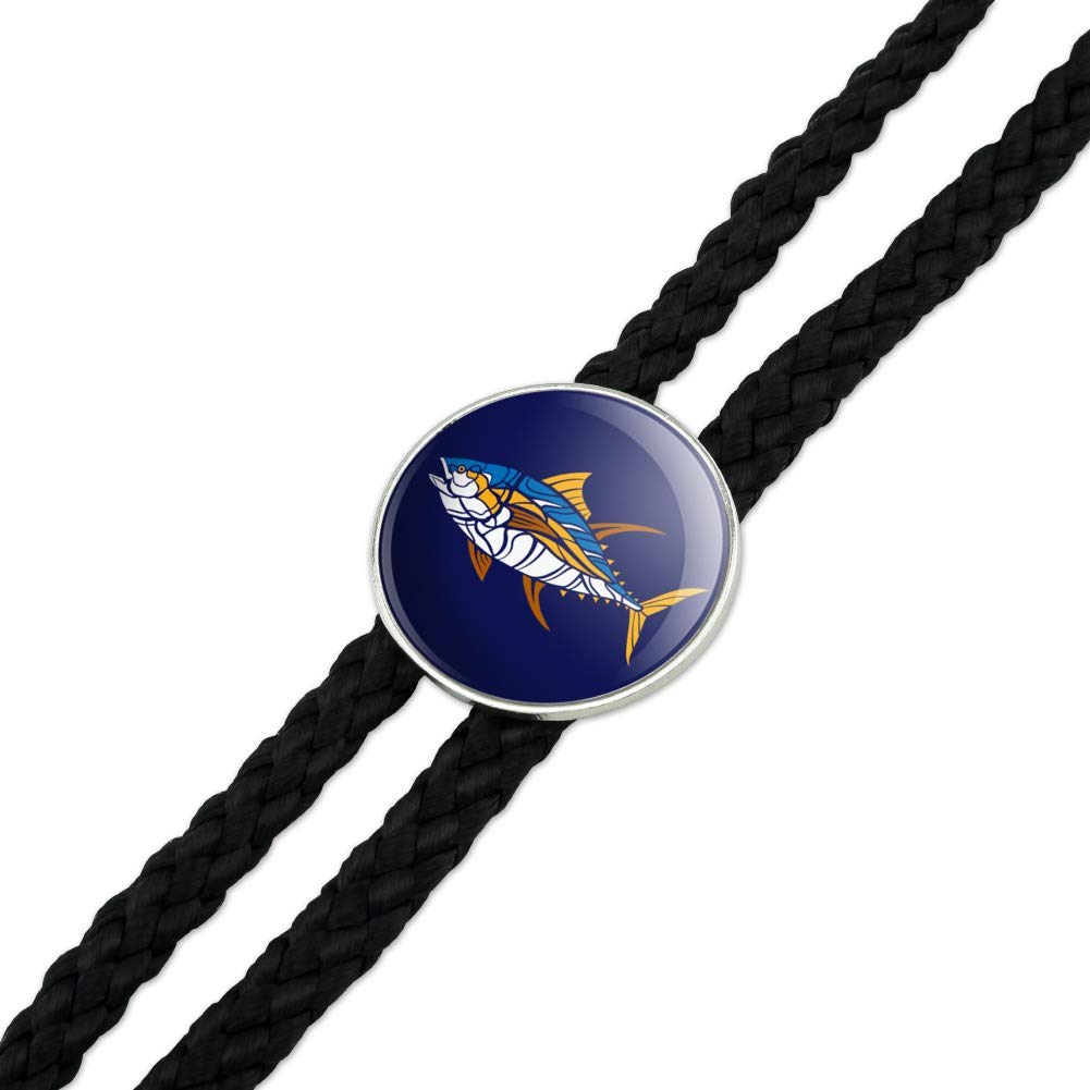 Southwestern Cowboy Bolo Tie with Tuna Fish Design - Western Style Necktie for Men, Perfect for Rodeos, Country Weddings & Casual Wear