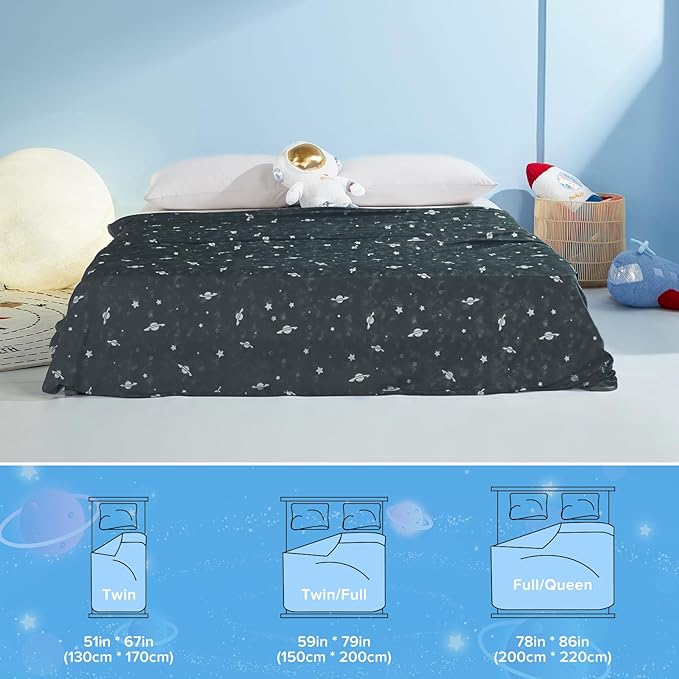 Glow in the Dark Cooling Blanket for Kids - Ultra Soft Double Sided Black Blanket with Q Max > 0.5 for Hot Sleepers - Perfect for Summer Nights, Bedtime, and Camping