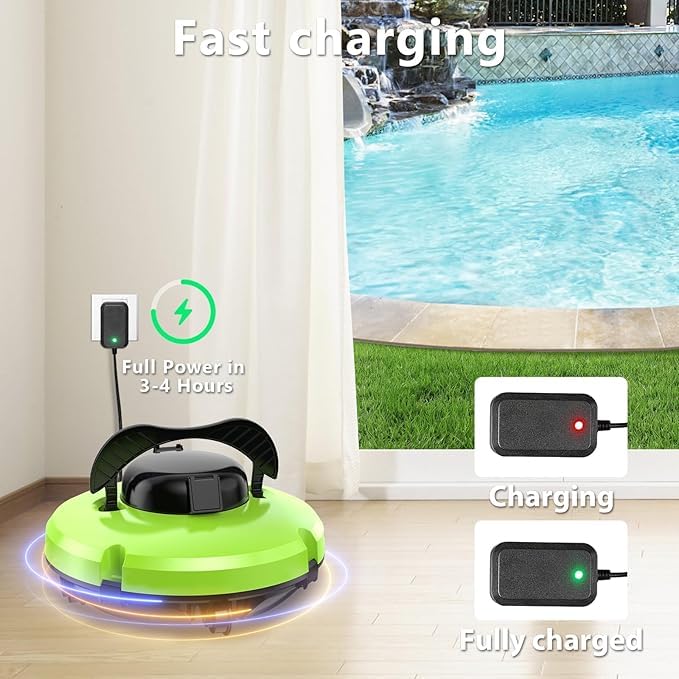 2024 Upgraded Cordless Robotic Pool Cleaner - Automatic Pool Vacuum for Above Ground & In-Ground Pools up to 1000 Sq.Ft, 120 Min Runtime with Auto-Parking (Green) | Perfect for Weekly Pool Maintenance & Seasonal Cleaning