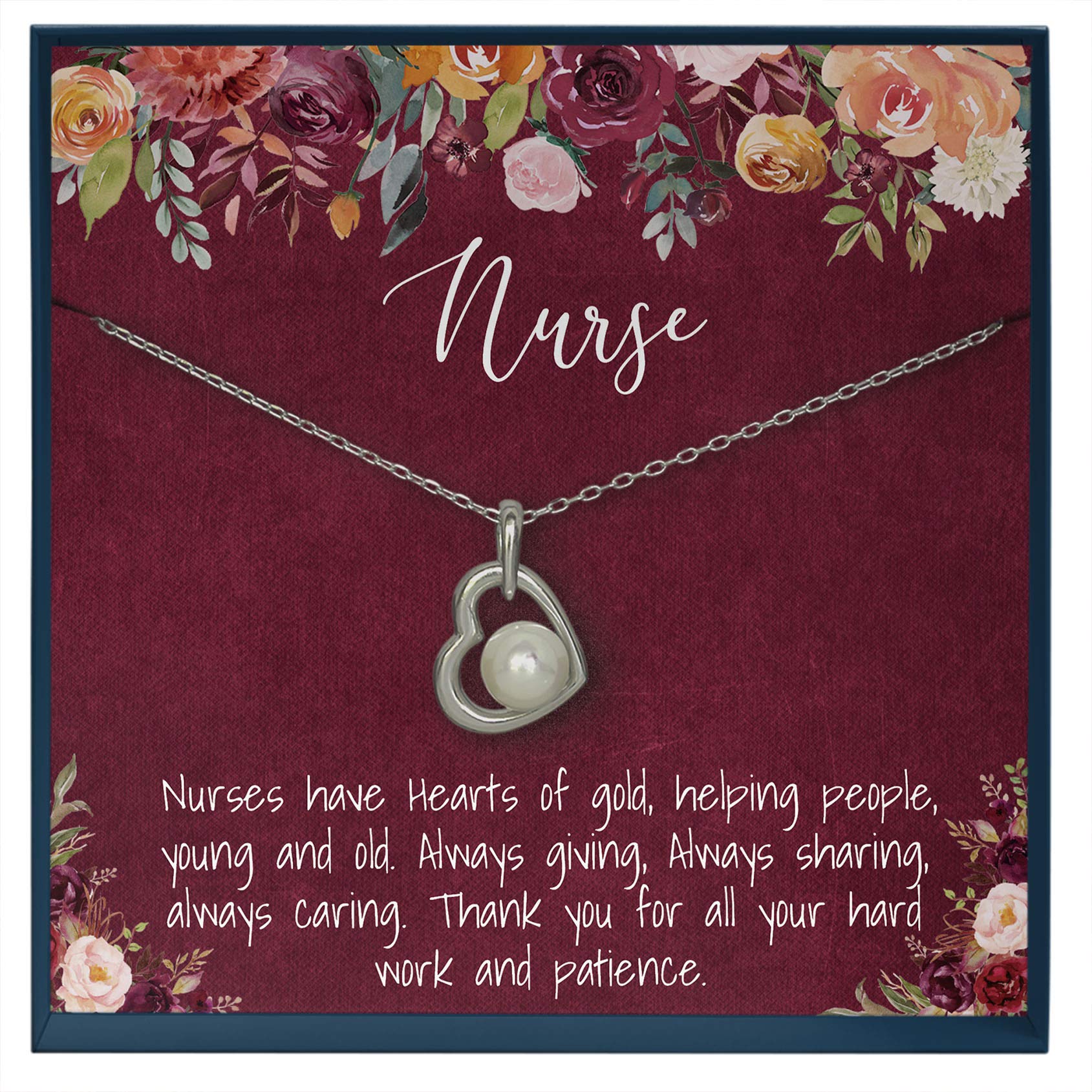 Registered Nurse Gifts - Sterling Silver Nurse Necklace with Heart Pendant | Nurse Appreciation, Thank You, Graduation & Retirement Gifts for Nurses | Perfect for Clinical Duty, Night Shifts & Special Occasions