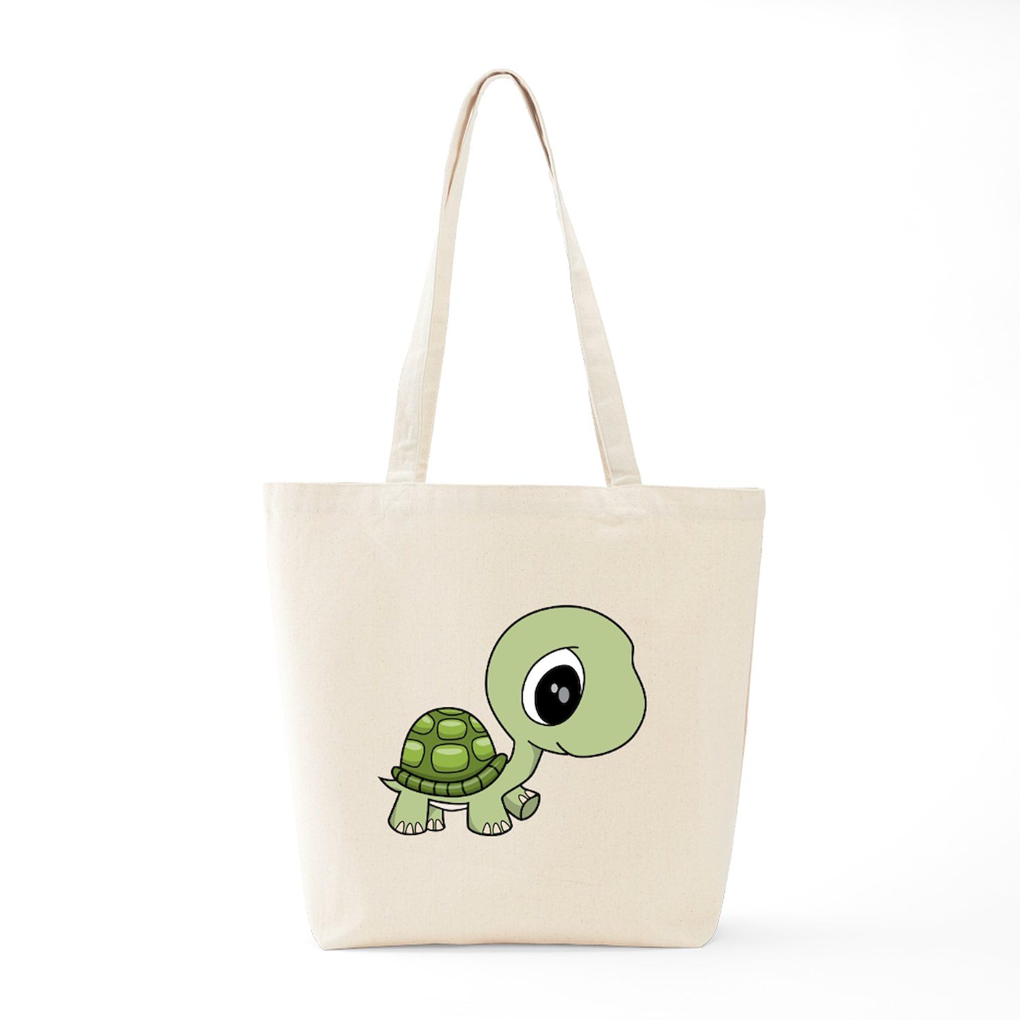 Eco-Friendly Baby Turtle Canvas Tote Bag - Reusable Natural Cotton Shopping Bag for Groceries, Beach & Daily Use