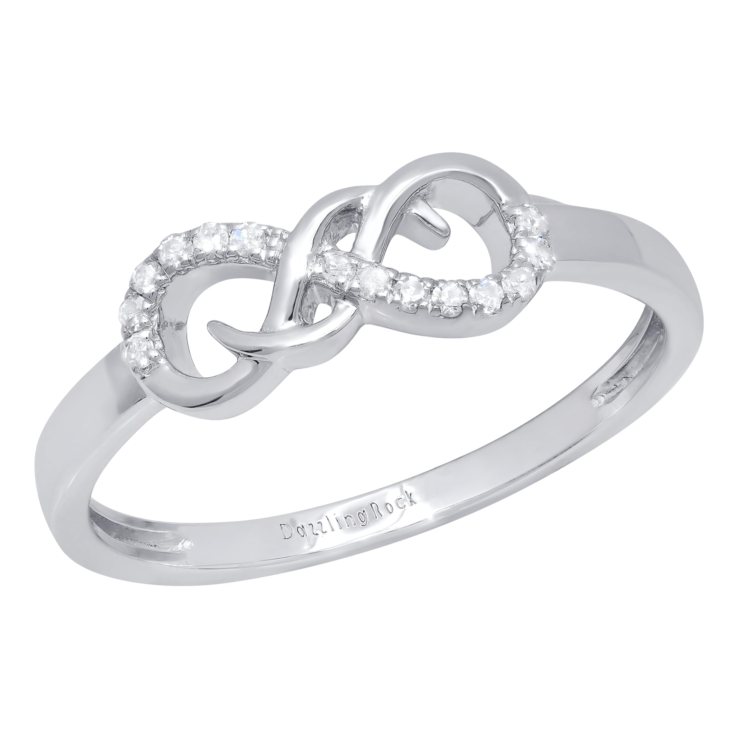 Dazzlingrock 10K Solid Gold Round White Diamond Infinity Engagement Promise Ring for Women - Perfect for Proposals, Anniversaries & Special Occasions