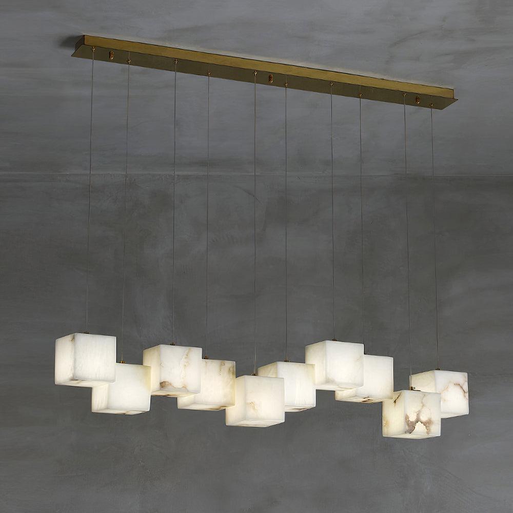 Modern Alabaster Box Pendant Light - Elegant Minimalist Ceiling Fixture for Dining Room, Kitchen Island & Bedroom Lighting