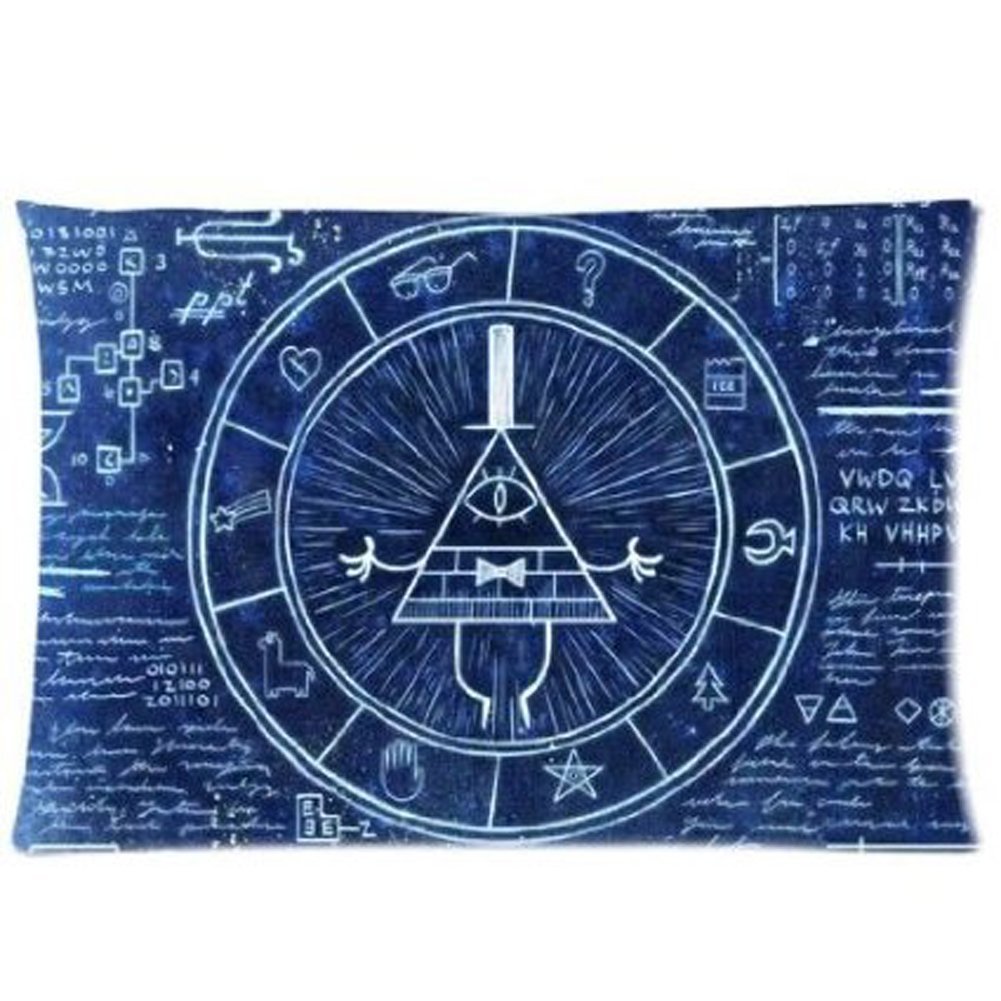 Custom Bill Cipher Gravity Falls Zippered Pillow Case 20x30 Inches - Twin Sided Anime Cartoon Printed Pillow Cover for Bedroom Decor, Sofa, Car, Travel