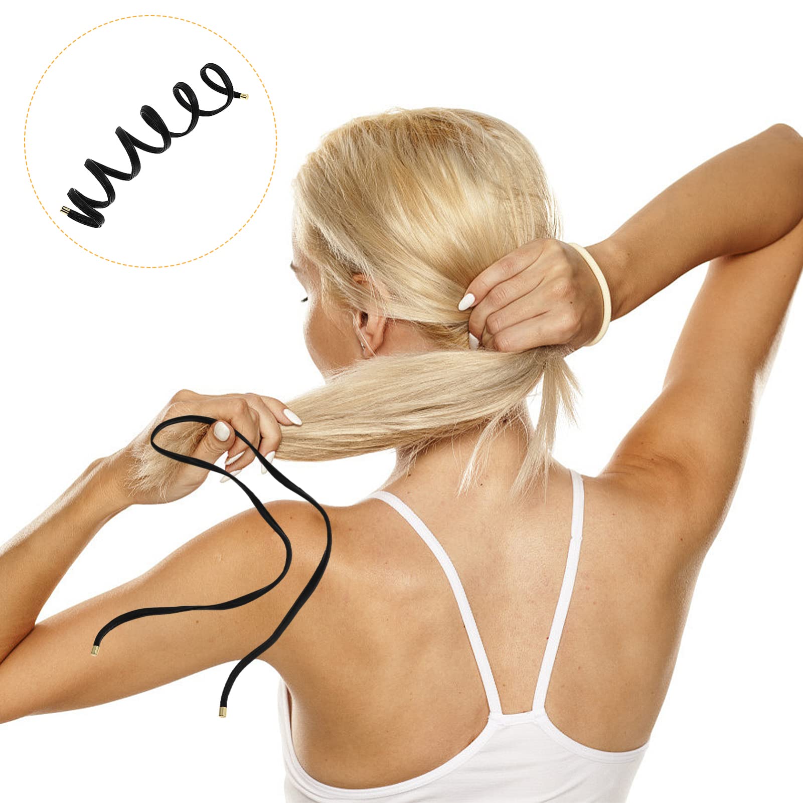 PU Leather Hair Tie Ponytail Holder - Fashionable Hair Wrap Cuff & Braid Accessory for Women & Girls (Black) | Perfect for Workouts, Office & Everyday Styling