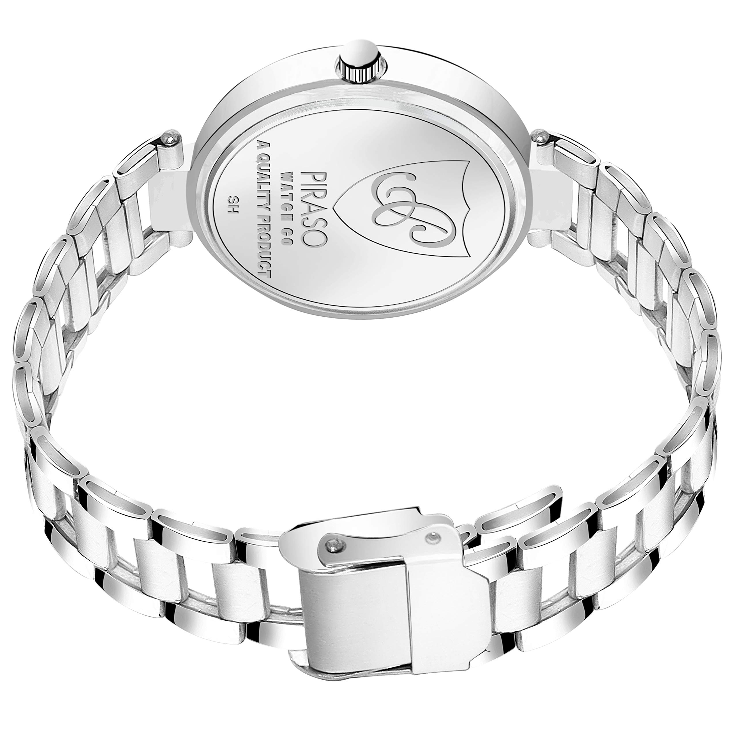 PIRASO Elegant Stainless Steel Chain Watch for Women - Fashionable Ladies Wristwatch with Adjustable Bracelet, Perfect for Daily Wear, Office, Parties & Special Occasions