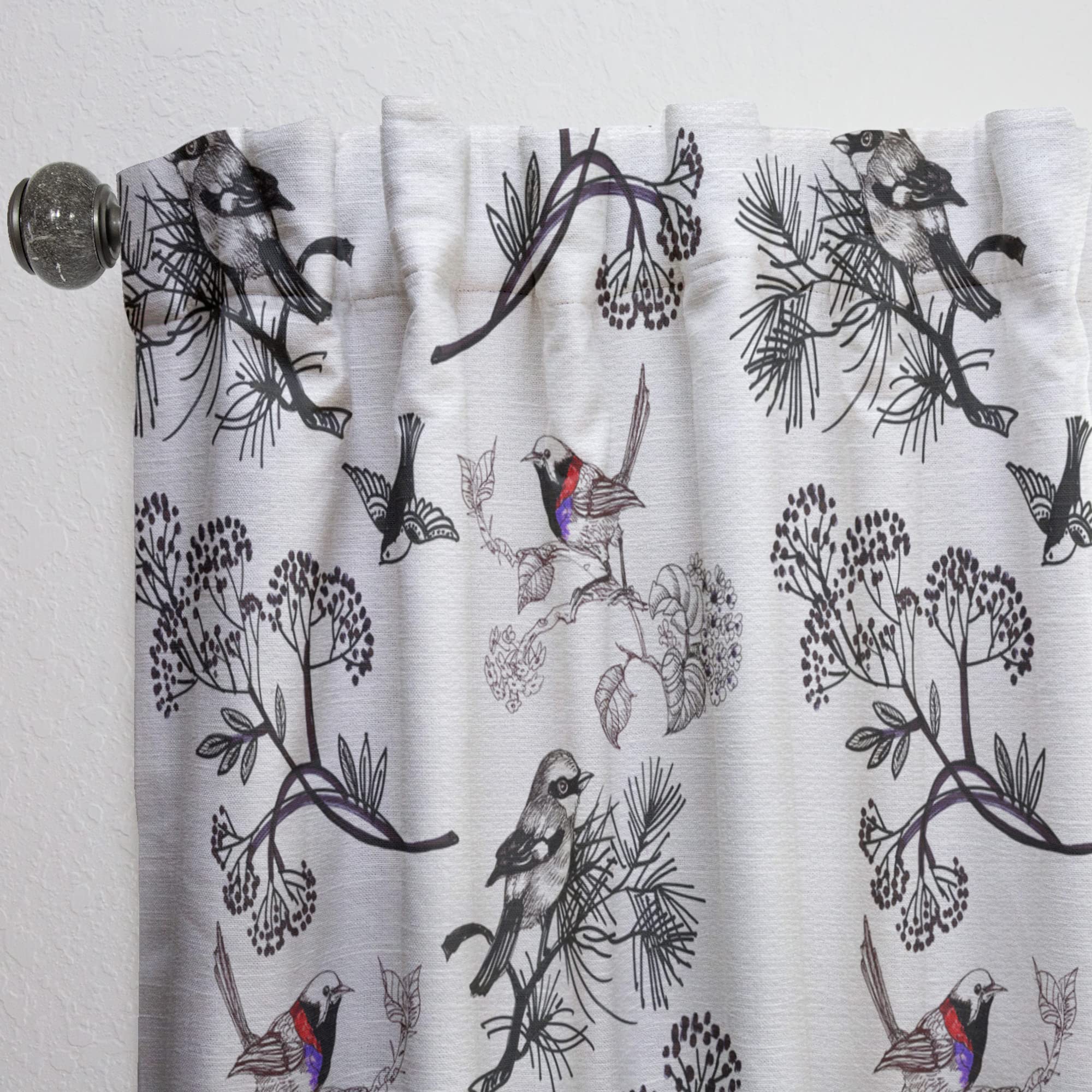 DesignQ Floral Bird Pattern Blackout Curtains - Thermal Insulated Single Panel (52x63 Inch) for Bedroom & Living Room - Elegant Home Decor for Better Sleep & Energy Savings