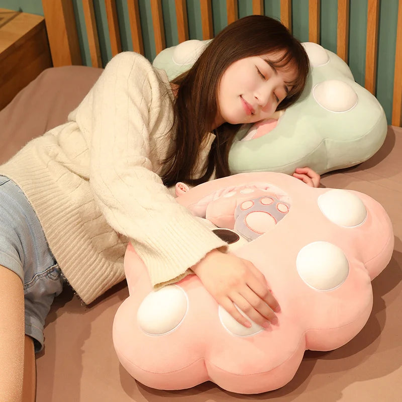 50x40 Cute Kawaii Cat Paw Plush Toy with 5 Mini Paws - Soft Stuffed Animal Pillow for Kids, Girls Gift - Perfect for Sofa Decor, Bedroom Cuddling & Stress Relief
