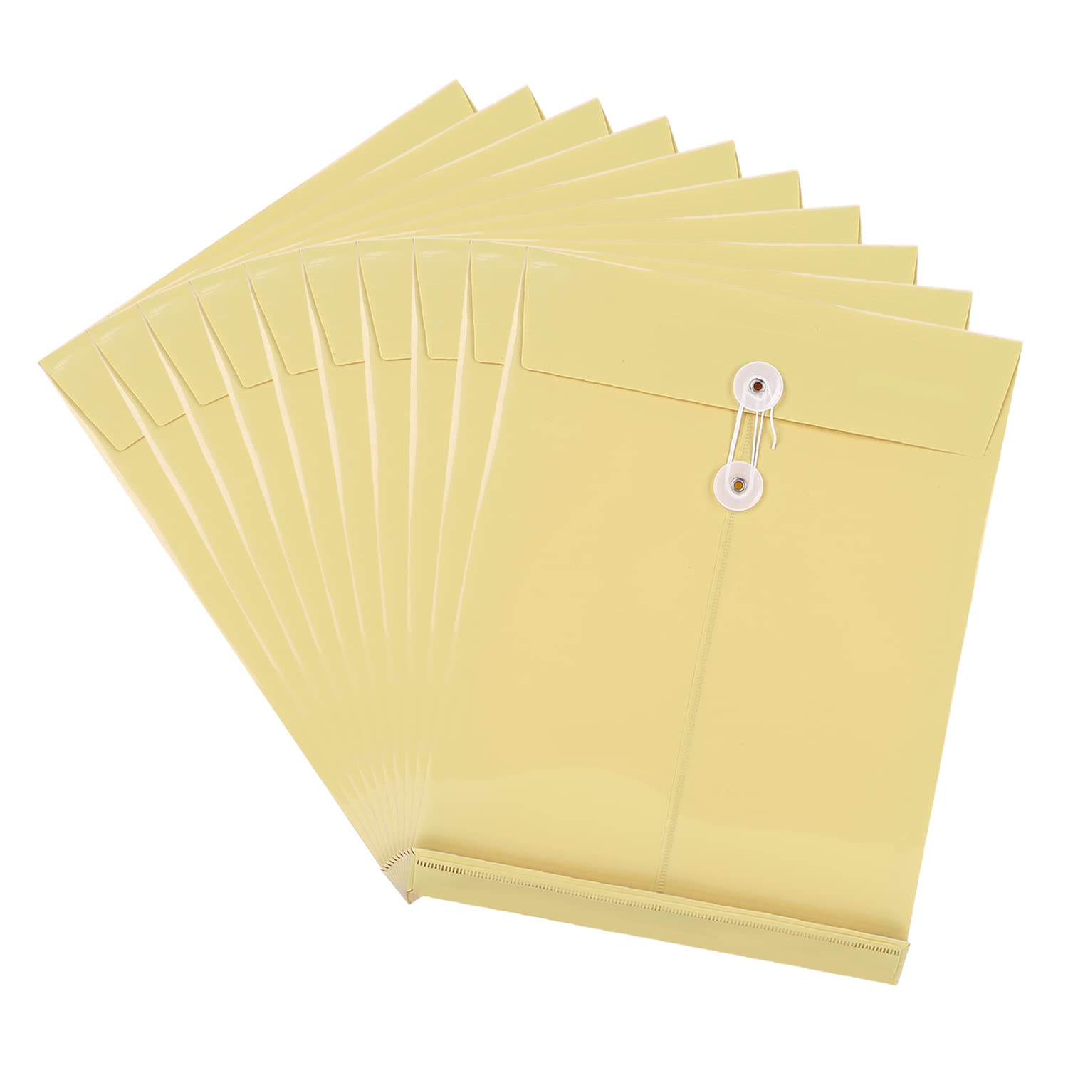 10PCS A4 Plastic File Envelopes - Waterproof Letter Size Document Organizers with Button String Closure for Office, School, Home - Perfect for Storing Bills, Contracts, Projects & Important Papers