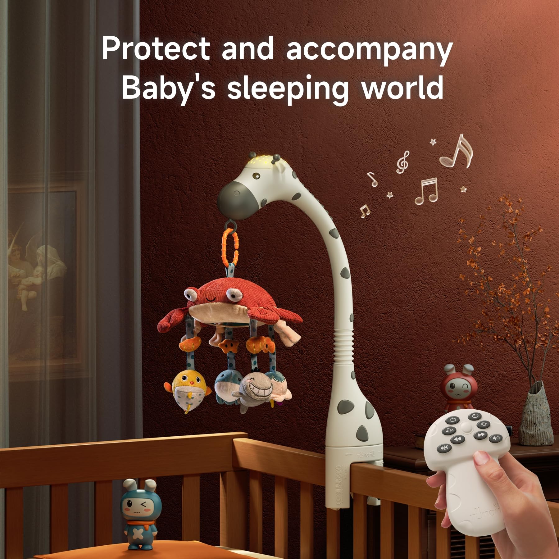 TUMAMA Baby Crib Mobile with Night Light & Music - 3-in-1 Remote Control Giraffe Toy for Newborns 0-9 Months - Perfect Nursery Gift for Soothing Sleep