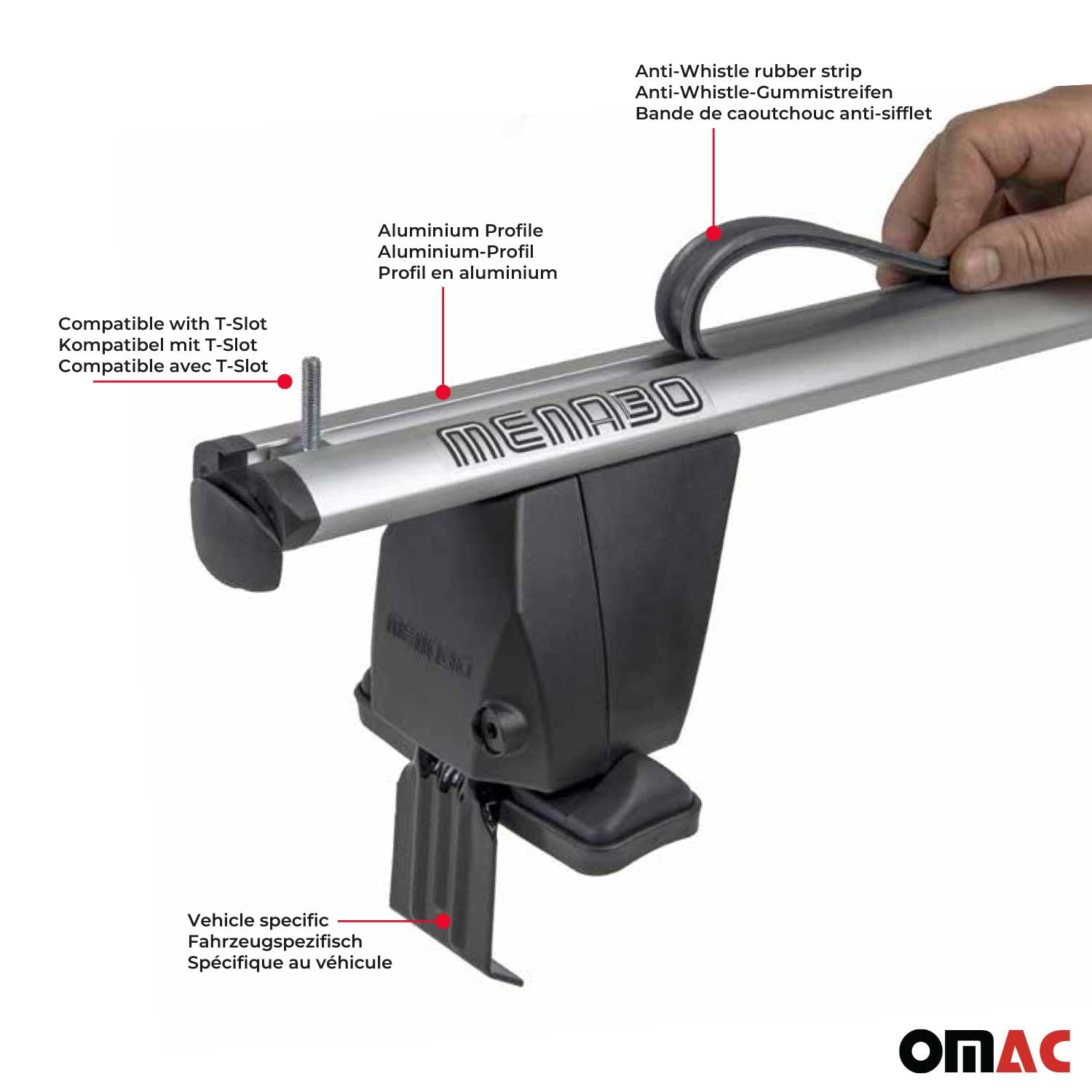 OMAC Universal Roof Rack Cross Bars - 2-Piece Aluminum Cargo Carrier for Hyundai Elantra 2017-2025 (Gray) | Perfect for Road Trips, Camping Gear & Outdoor Adventures