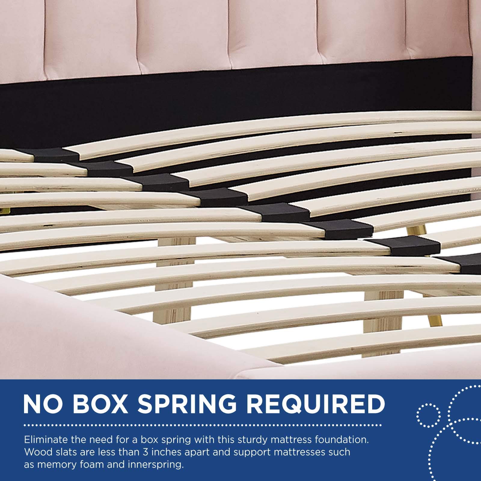 Modway Lana Queen Size Platform Bed Frame in Pink - Modern Minimalist Bedroom Furniture for Small Spaces & Studio Apartments