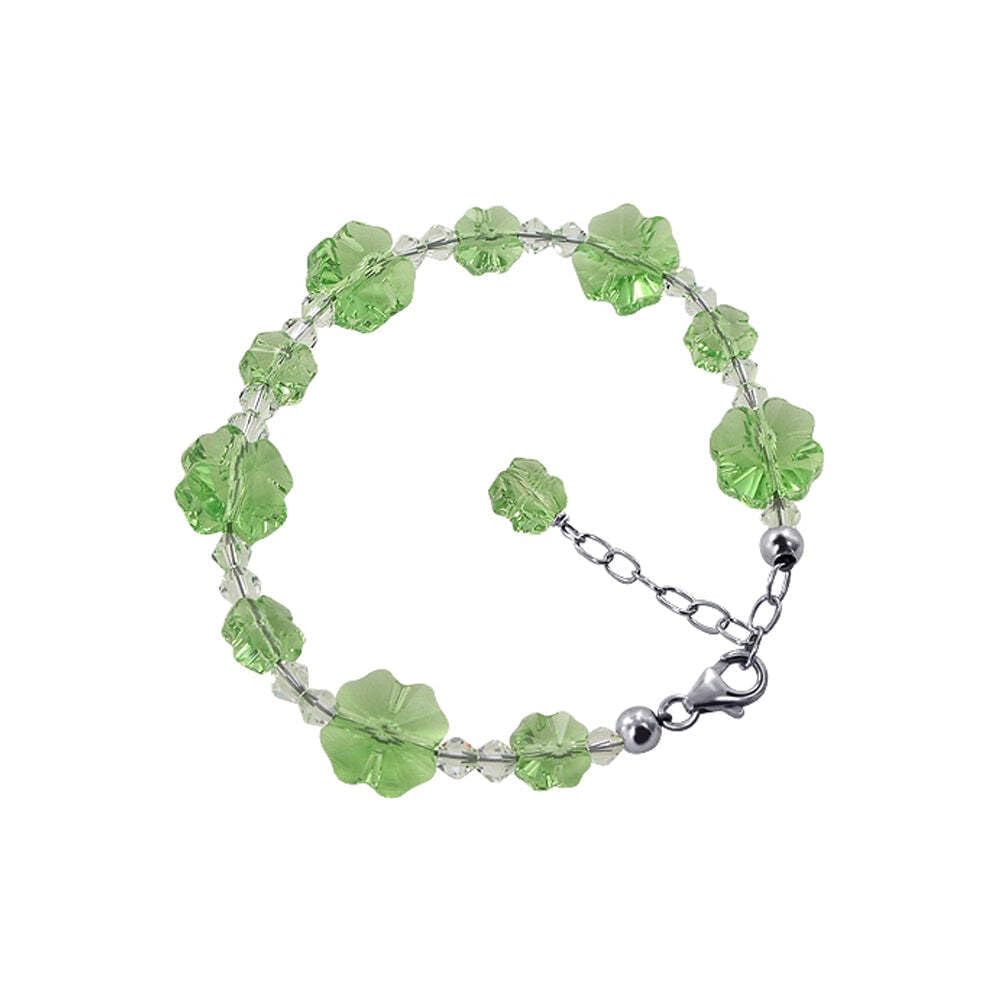 .925 Silver Flower Charm Bracelet with Crystals for Women's Fashion