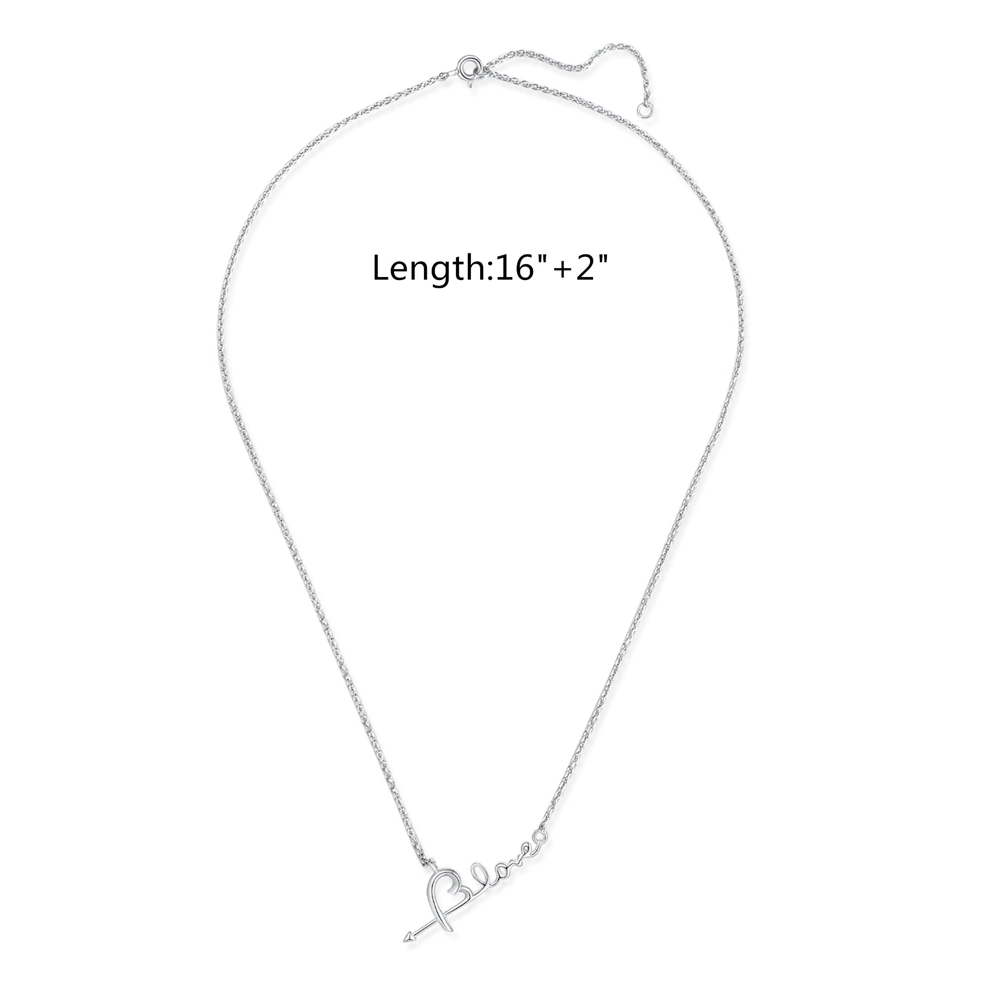 MABELLA 925 Sterling Silver Arrow & Heart Pendant Necklace for Women - 16-18 Inch Adjustable Chain, Elegant Love Jewelry Gift for Girlfriend, Birthday & Anniversary (Perfect for Date Night & Special Occasions)