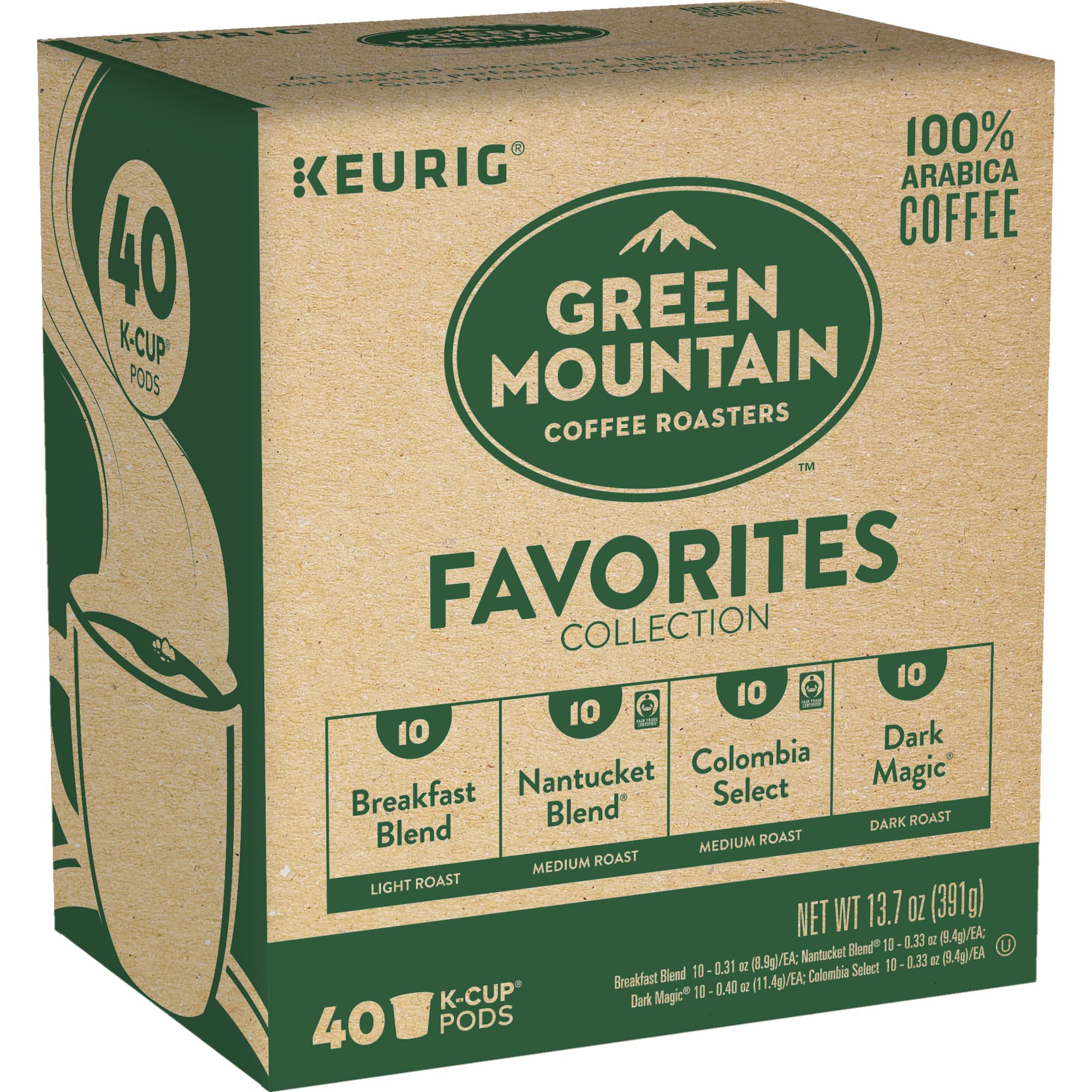 Keurig Green Mountain Coffee Roasters Favorites Variety Pack - 40 Single-Serve K-Cup Pods Sampler | Premium Coffee Blend for Office, Home & Gifts | Compatible with Keurig Brewers