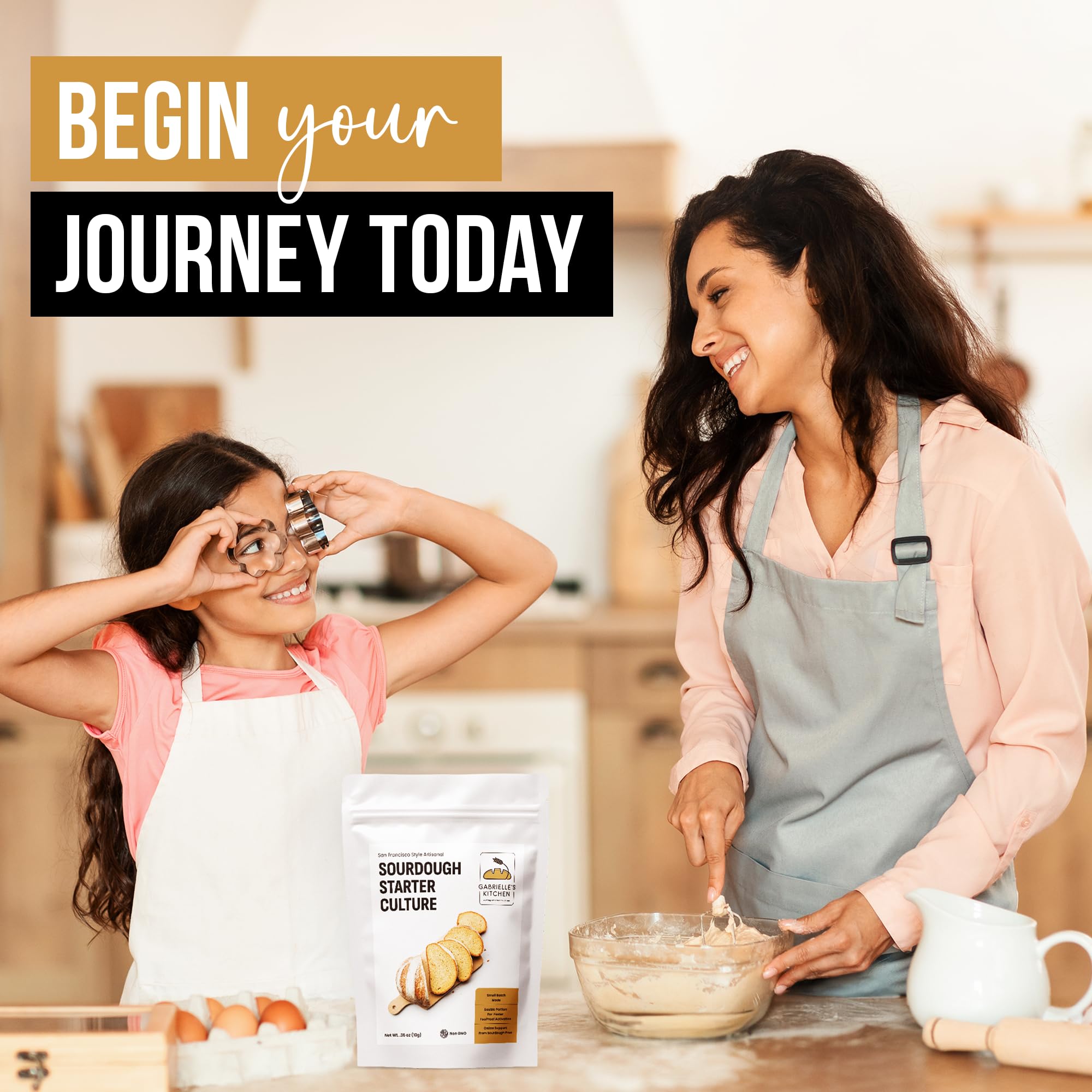Gabrielle's Kitchen San Francisco Sourdough Starter Culture - Dehydrated Sourdough Flakes for Homemade Bread Baking (48-Hour Activation) | Perfect for Artisan Loaves, Pizza Dough & Family Baking Traditions