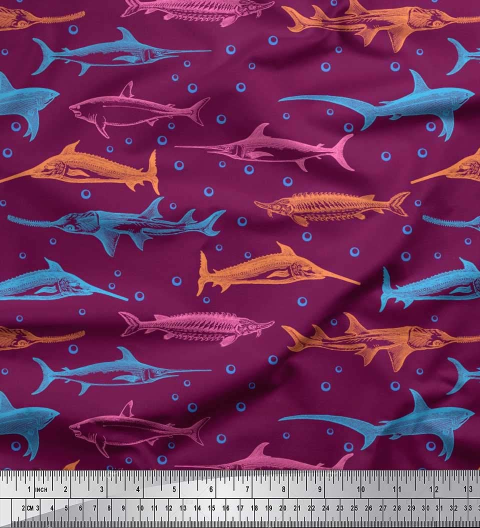 Soimoi 100% Cotton Canvas Fabric by The Yard - 42 Inch Wide - Pink Bubbles & Fish Ocean Print for DIY Crafts, Home Decor, and Fashion Accessories - Perfect for Curtains, Pillows, Tote Bags, and Upholstery Projects