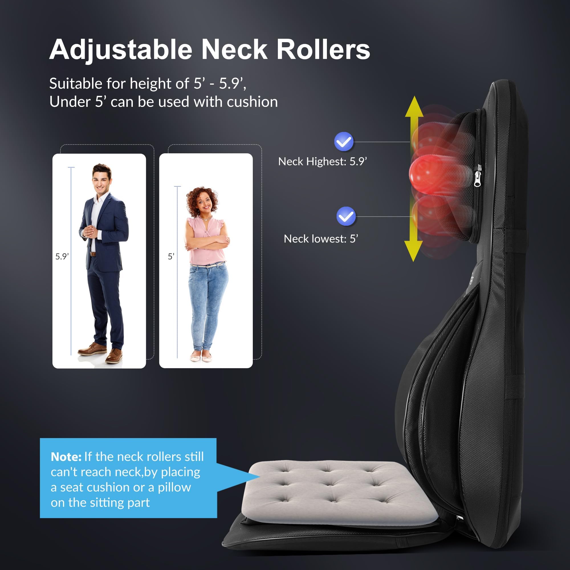 COMFIER Shiatsu Massage Chair Pad with Heat - 2D/3D Kneading & Compression Full Body Massager for Back, Shoulder, Thighs - Perfect Gift for Mom & Dad (Black) - Relieve Stress at Home or Office