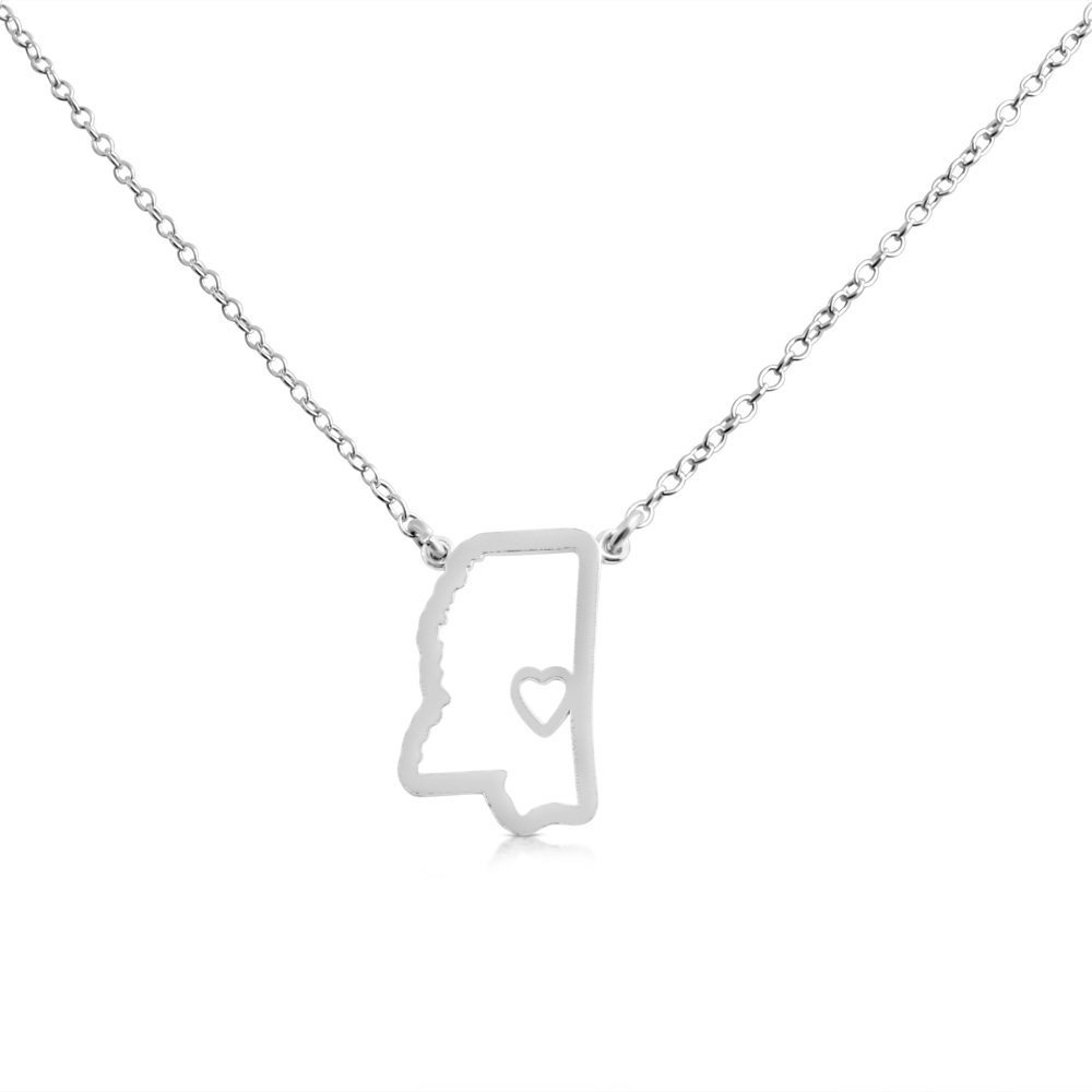Belcho USA 925 Sterling Silver Mississippi State Necklace - 