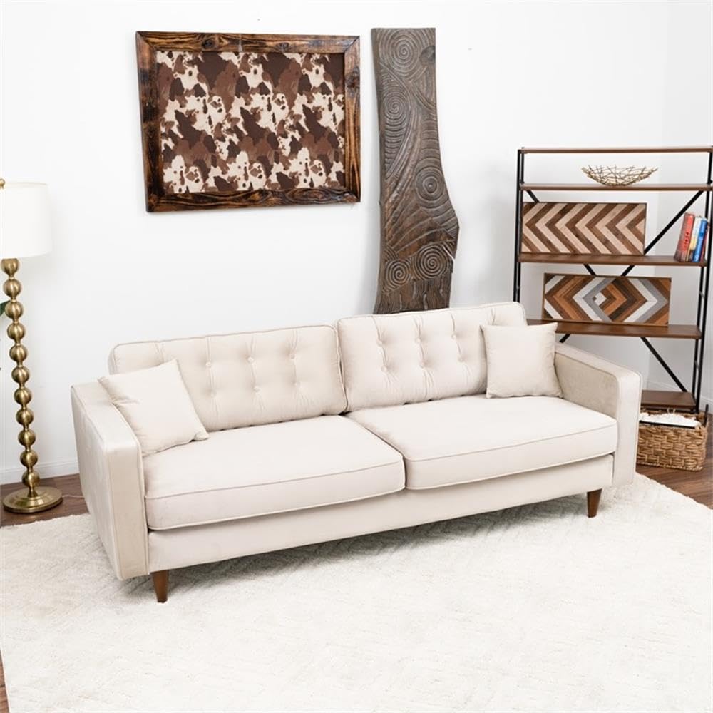 ASHCROFT Ophelia Mid Century Modern Velvet Sofa - Stylish Living Room Couch for Small Spaces, Apartments & Cozy Home Decor | Perfect for Lounge, TV Room & Contemporary Interiors