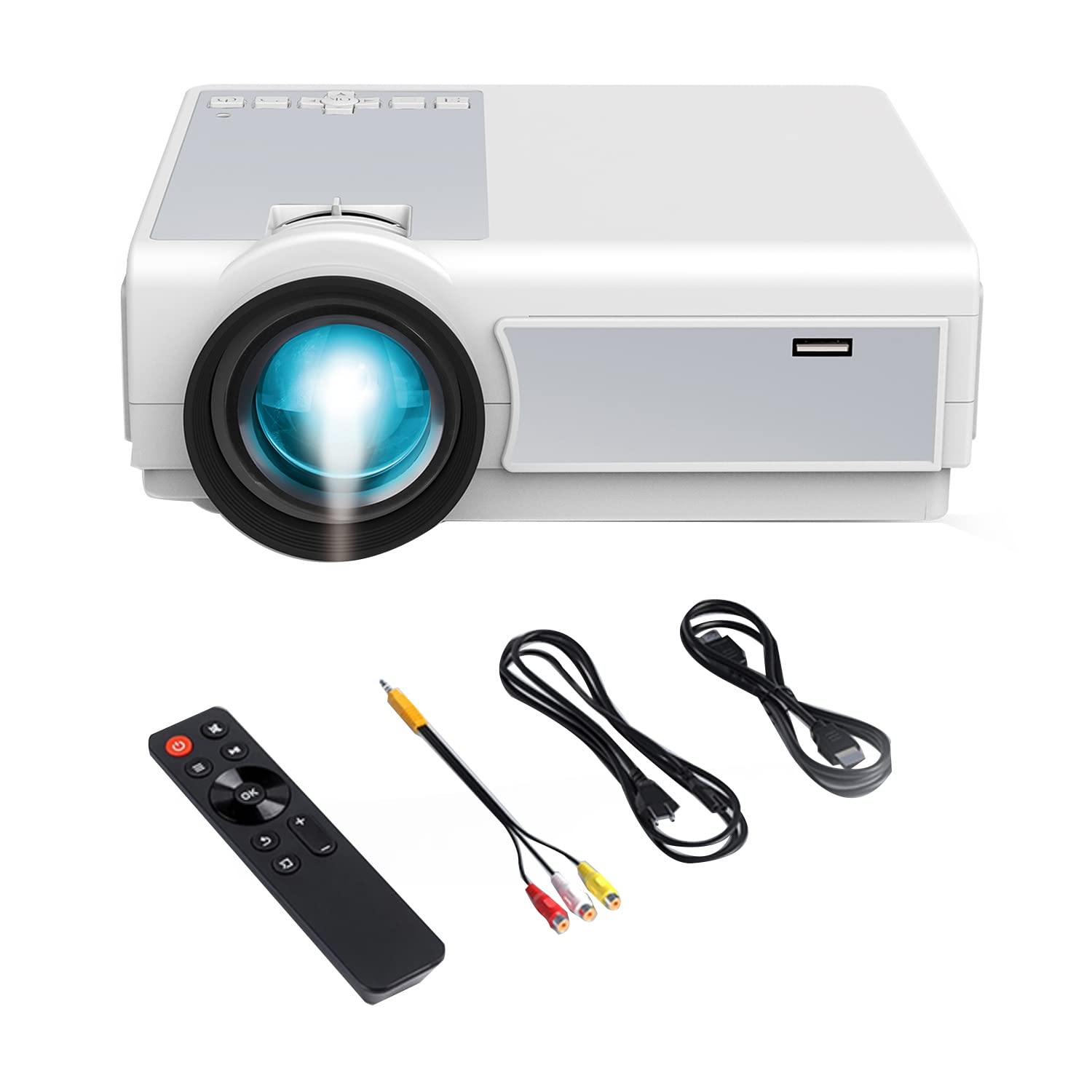 Qyrugcxs 1080P HD Projector 12000LM Home Theater Video Projector with WiFi & Bluetooth - Compatible with USB, VGA, AV, iOS & Android Devices (UK Plug) | Perfect for Movie Nights, Gaming & Outdoor Entertainment