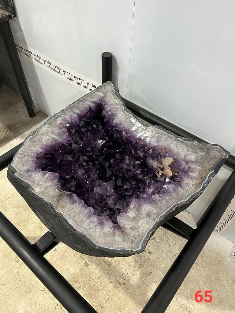 Natural Amethyst Geode Coffee Table from Brazil with Custom Wood Stand - 34