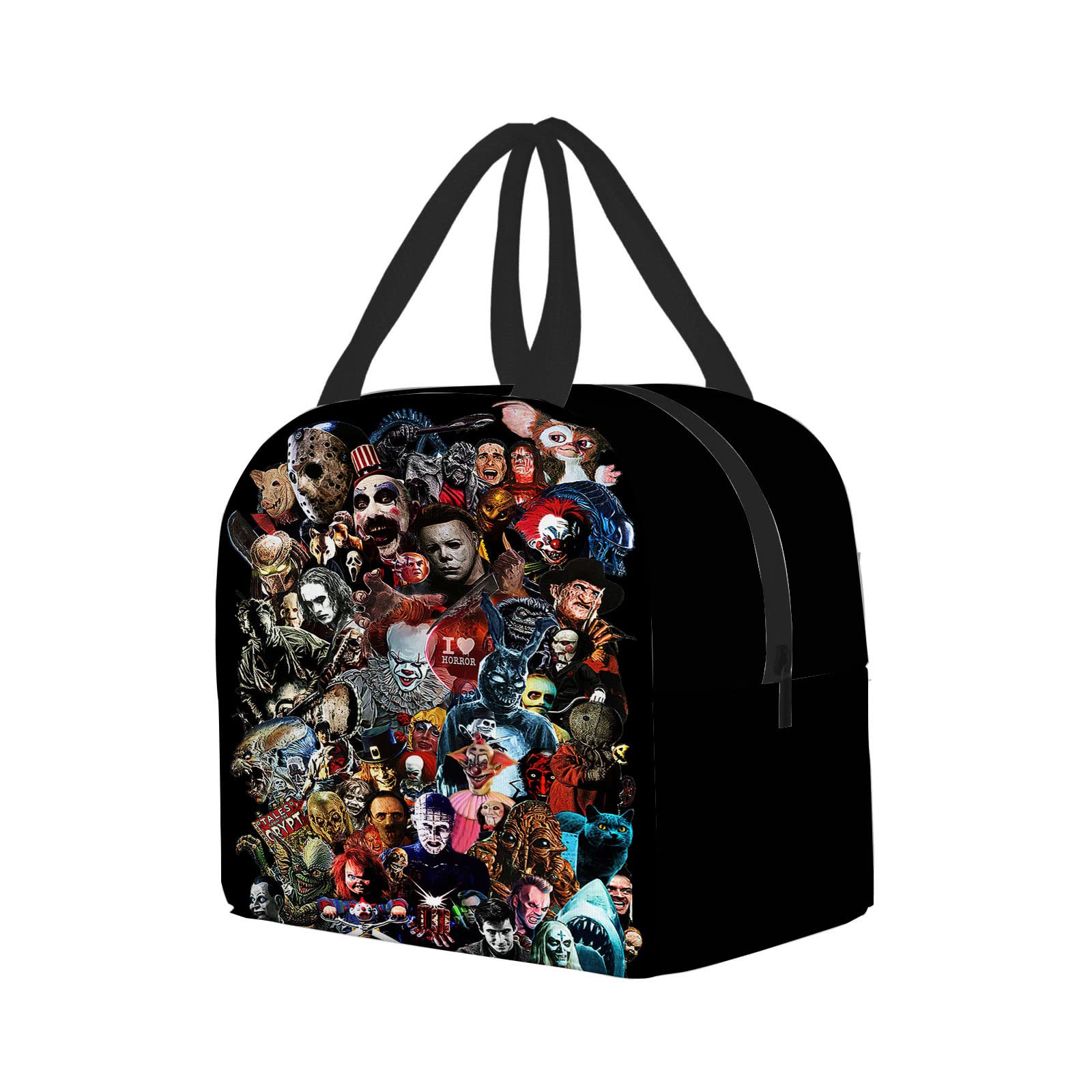 Horror Movies Themed Insulated Lunch Bag - Leakproof & Thermal Insulation Keeps Food Fresh for 4 Hours - Perfect for Work, School, Picnics & Outdoor Activities (Men & Women)