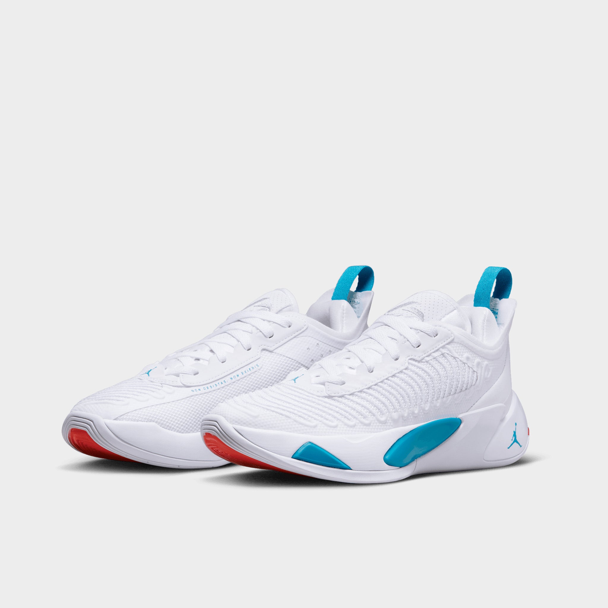 Jordan Luka 1 GS Basketball Shoes - White/Metallic Silver/Neo Turquoise - Lightweight Performance Sneakers for Kids & Youth - Perfect for Court Play, Training & Casual Wear